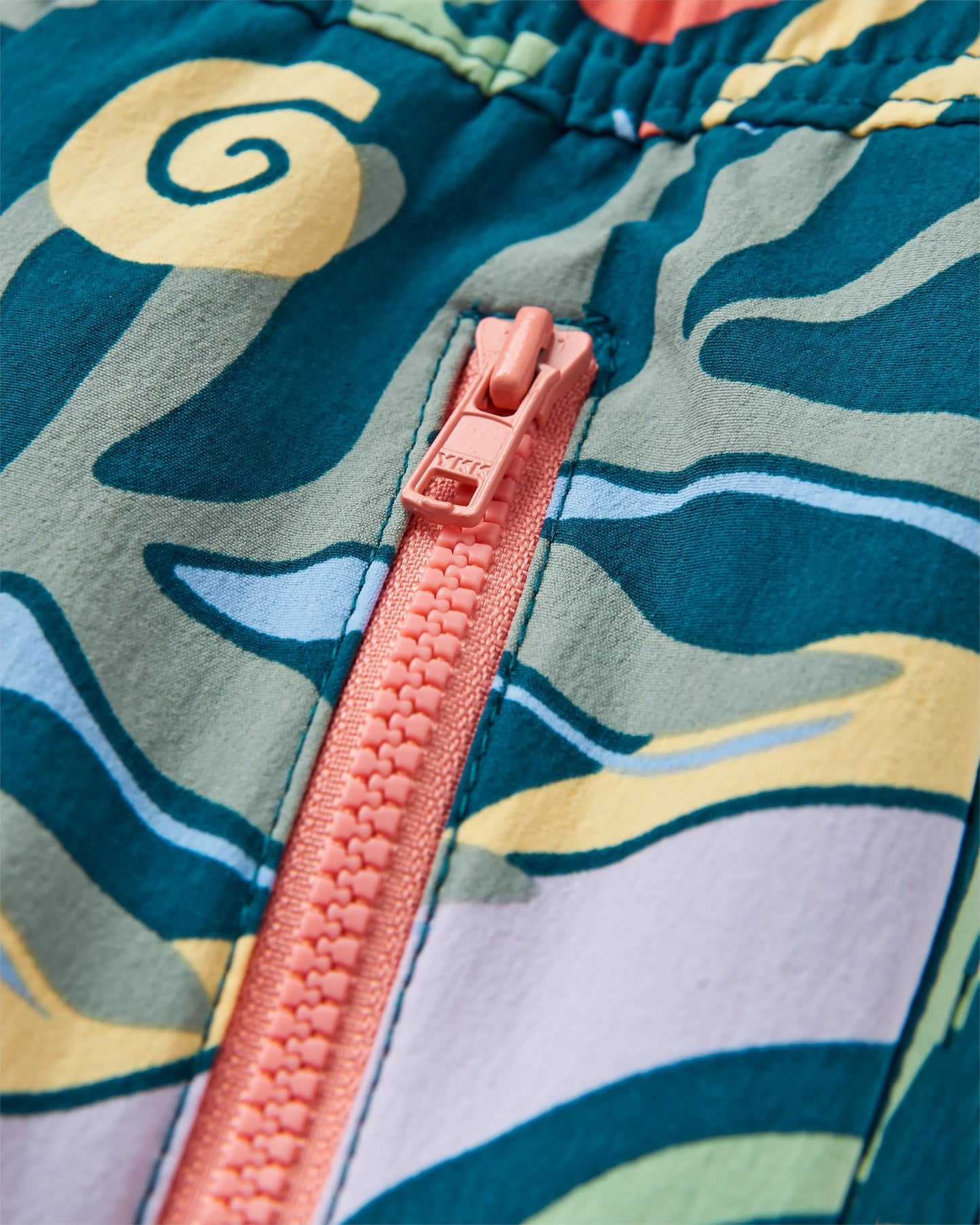 Way Out Short - Abstract Seaweed Tidal Blue - Flatlay