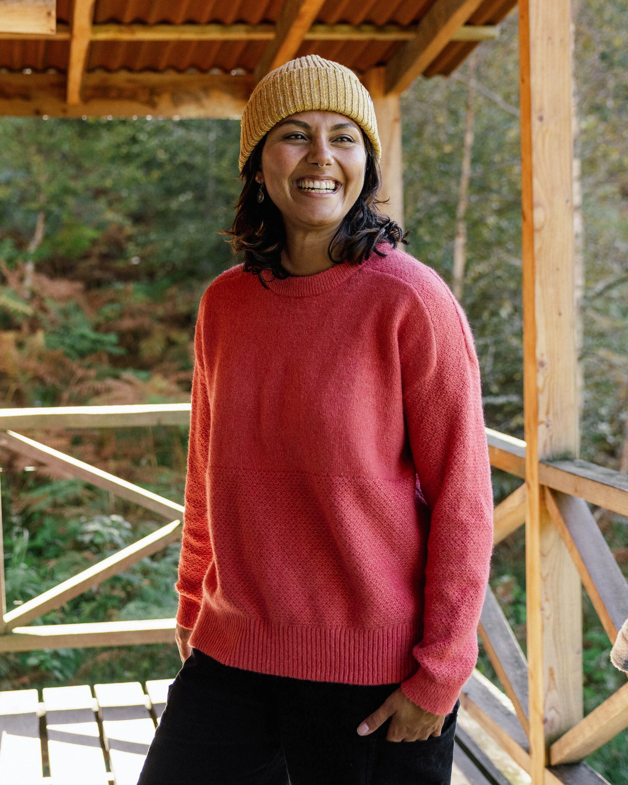 Cove Recycled Knitted Jumper - Mineral Red - Lifestyle