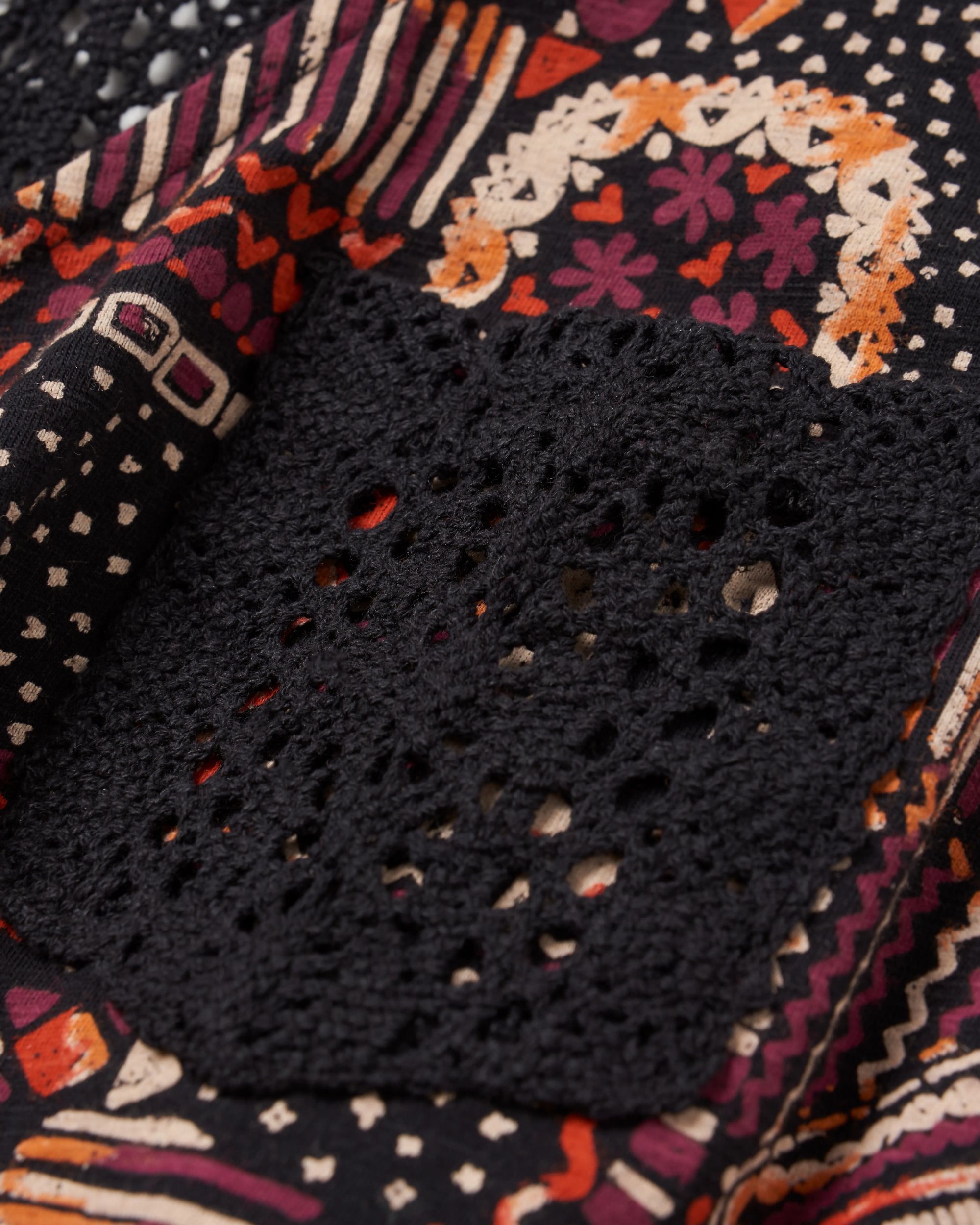 Rivergate Recycled Cotton Dress - Vintage Patchwork Black/Multi - Flatlay