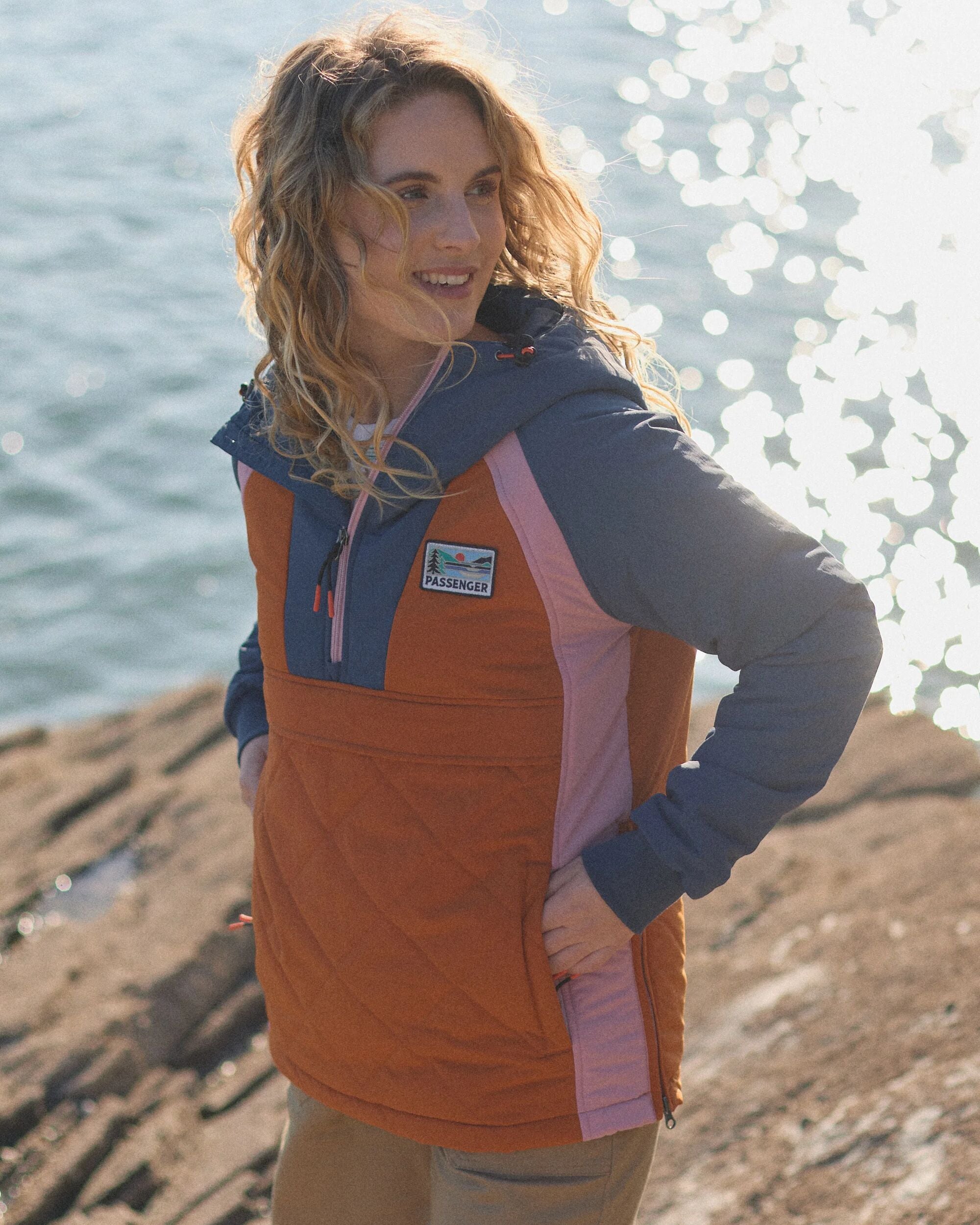 Ocean Recycled Insulated Anorak - Dark Denim/Sunset Orange - Lifestyle