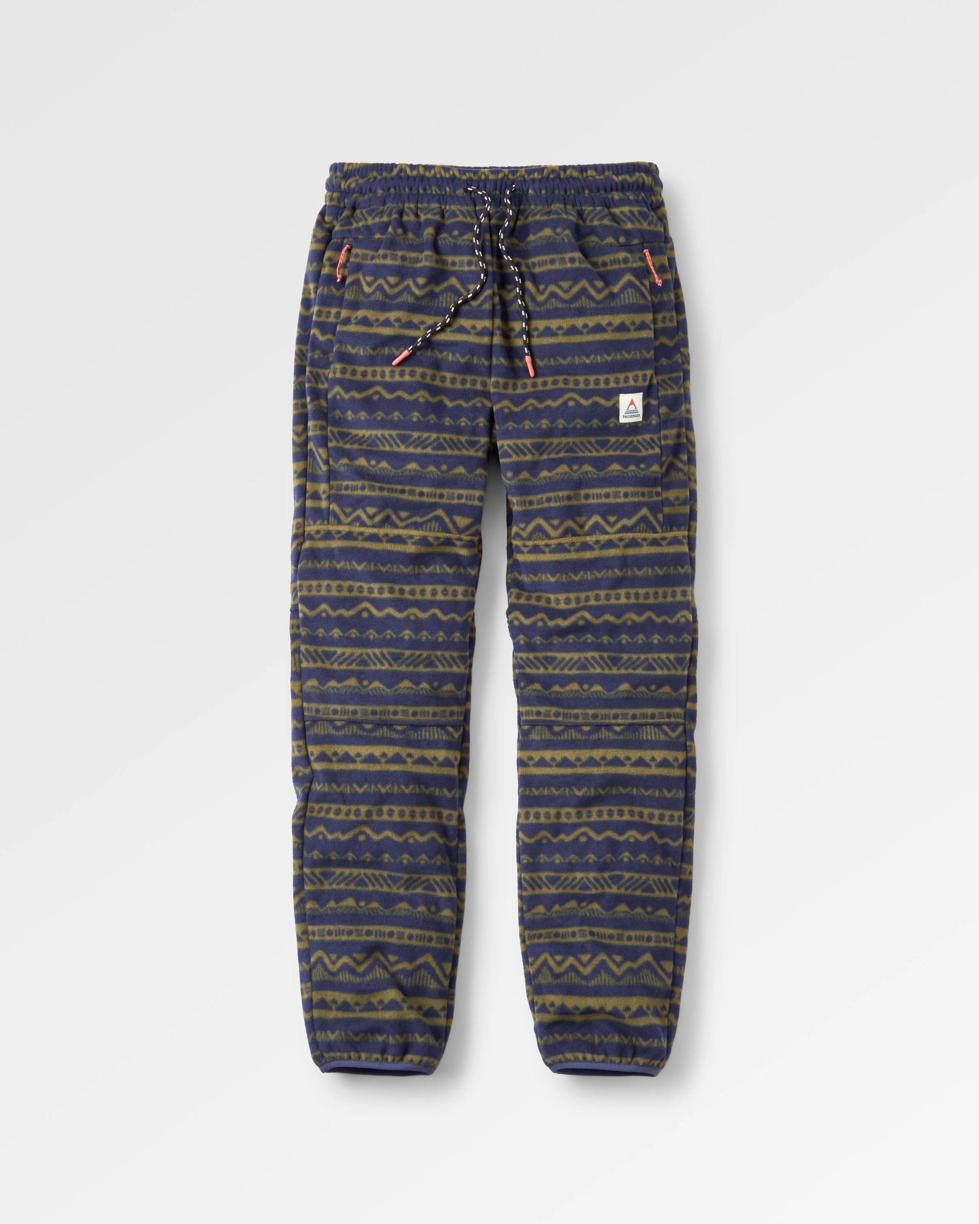 Set Off Recycled Polar Fleece Jogger - Mountain Geo Khaki/Rich Navy - Flatlay