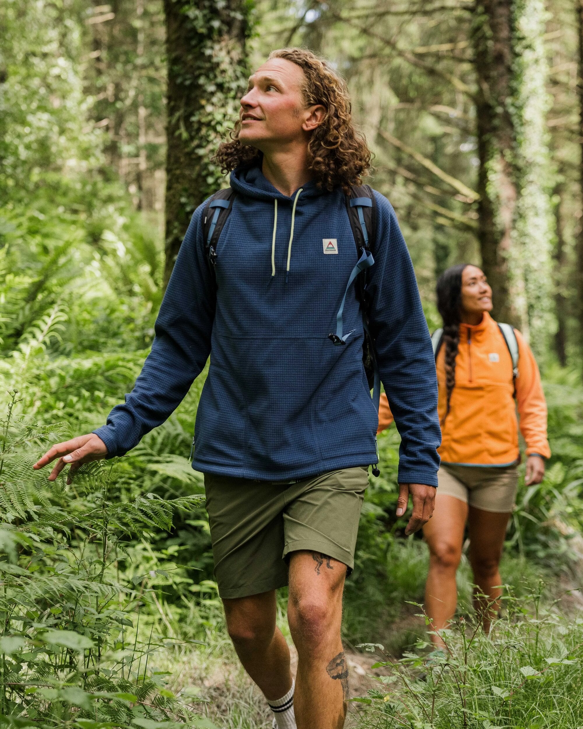 Point Recycled Grid Polar Fleece Hoodie - Dark Denim - Lifestyle