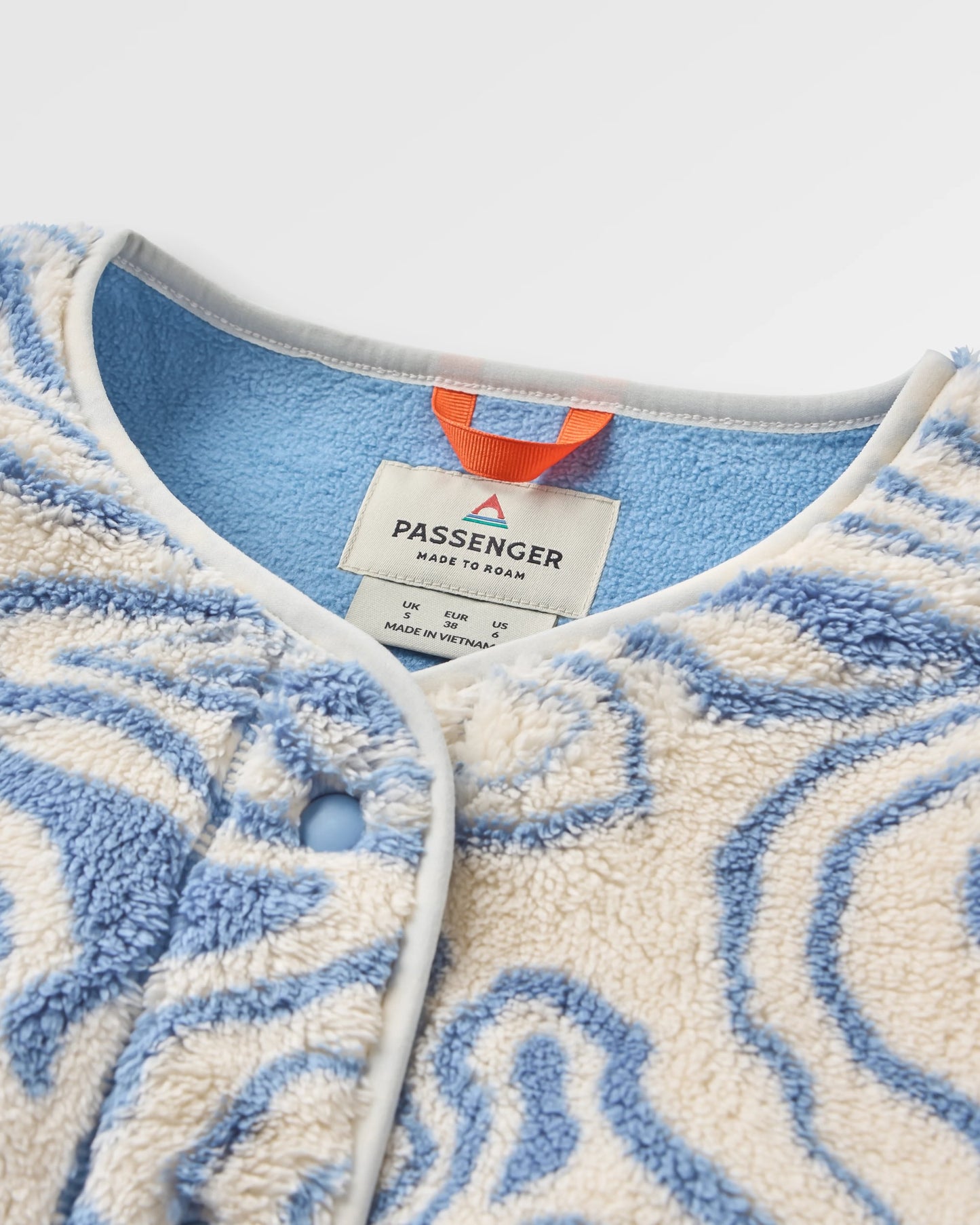 Iris Collarless Recycled Fleece Jacket - Strata Swirl Birch - Flatlay