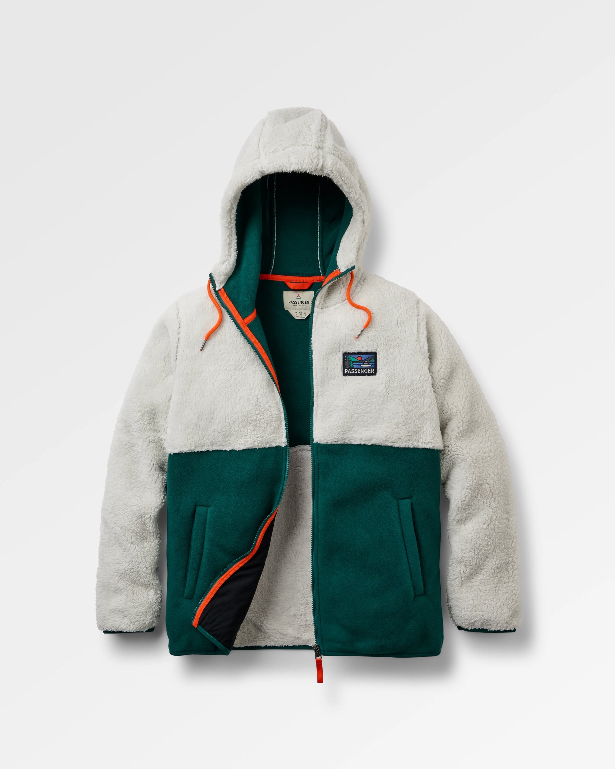 Nestling Sherpa Hooded Fleece - Grey Dawn/Rain Forest - Flatlay