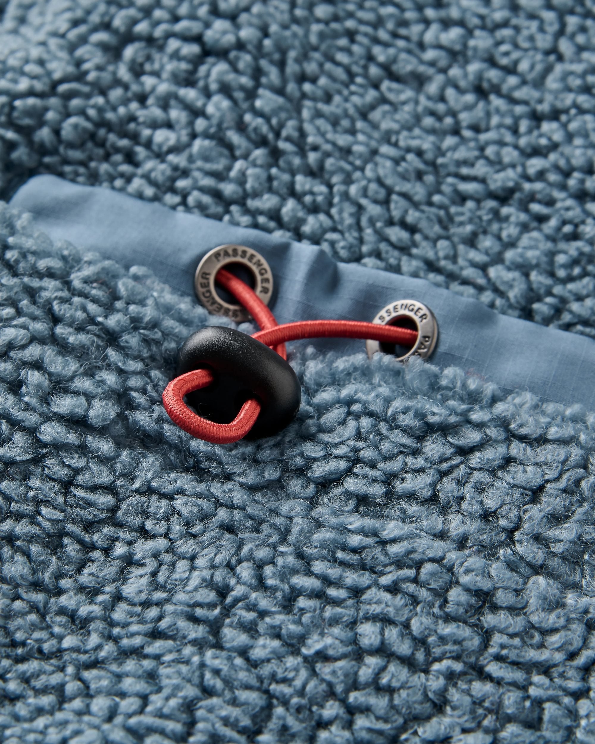 Lucia Recycled Sherpa Fleece - Stormy Blue - Flatlay