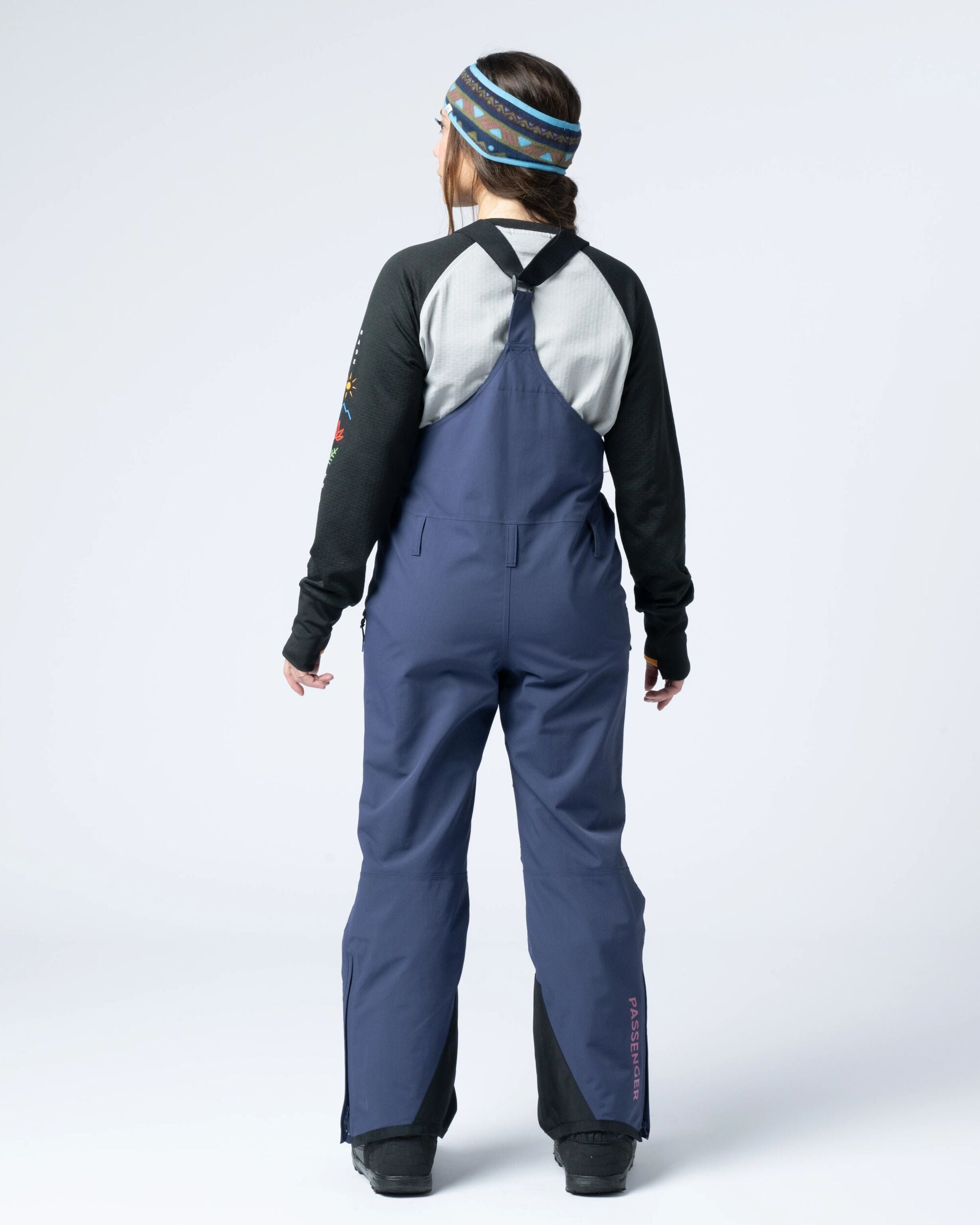 Snowscape Women's Recycled Bibpant - Rich Navy - Flatlay