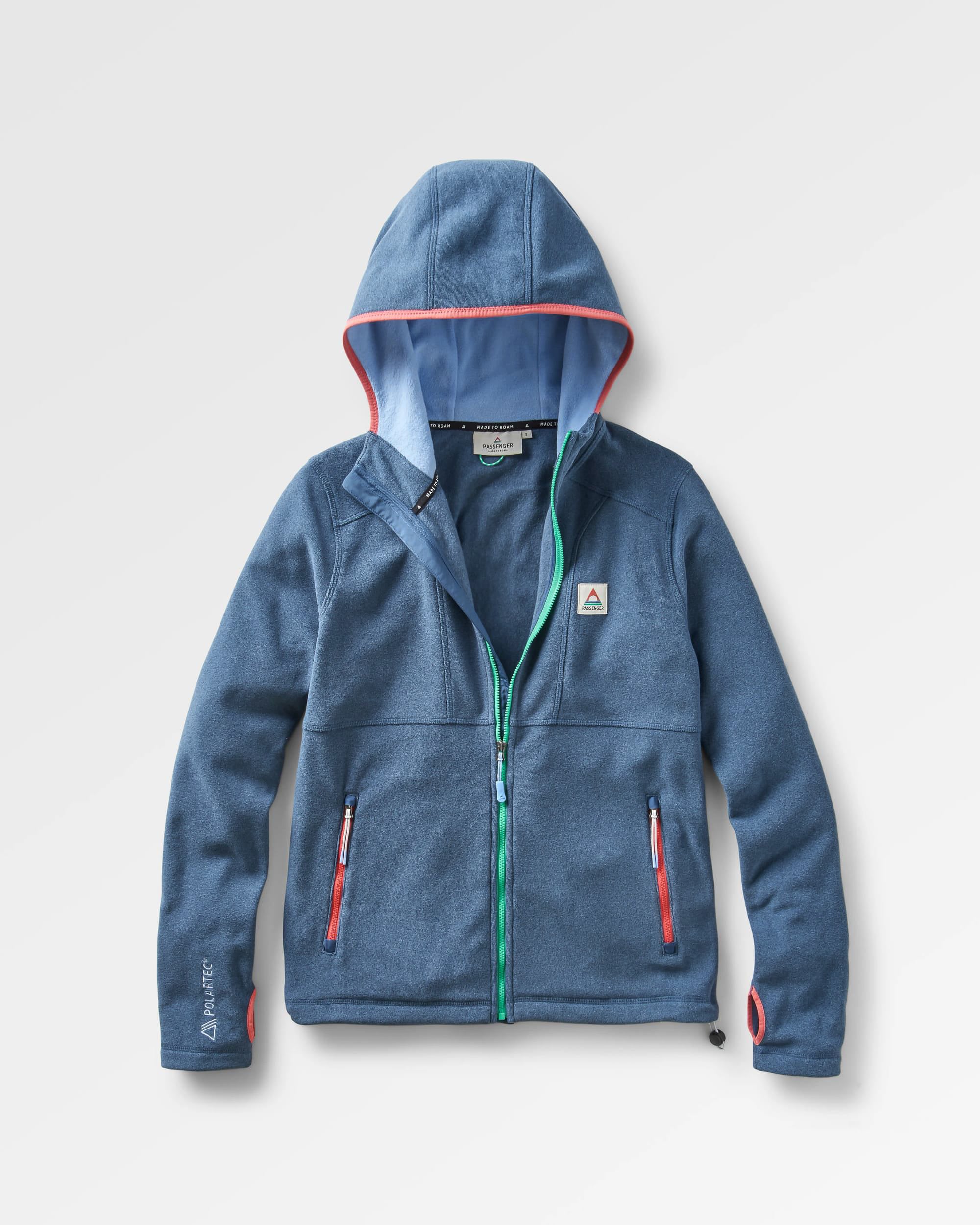 Crest Recycled Polartec® Fleece Hoodie - Dark Denim Marl - Flatlay