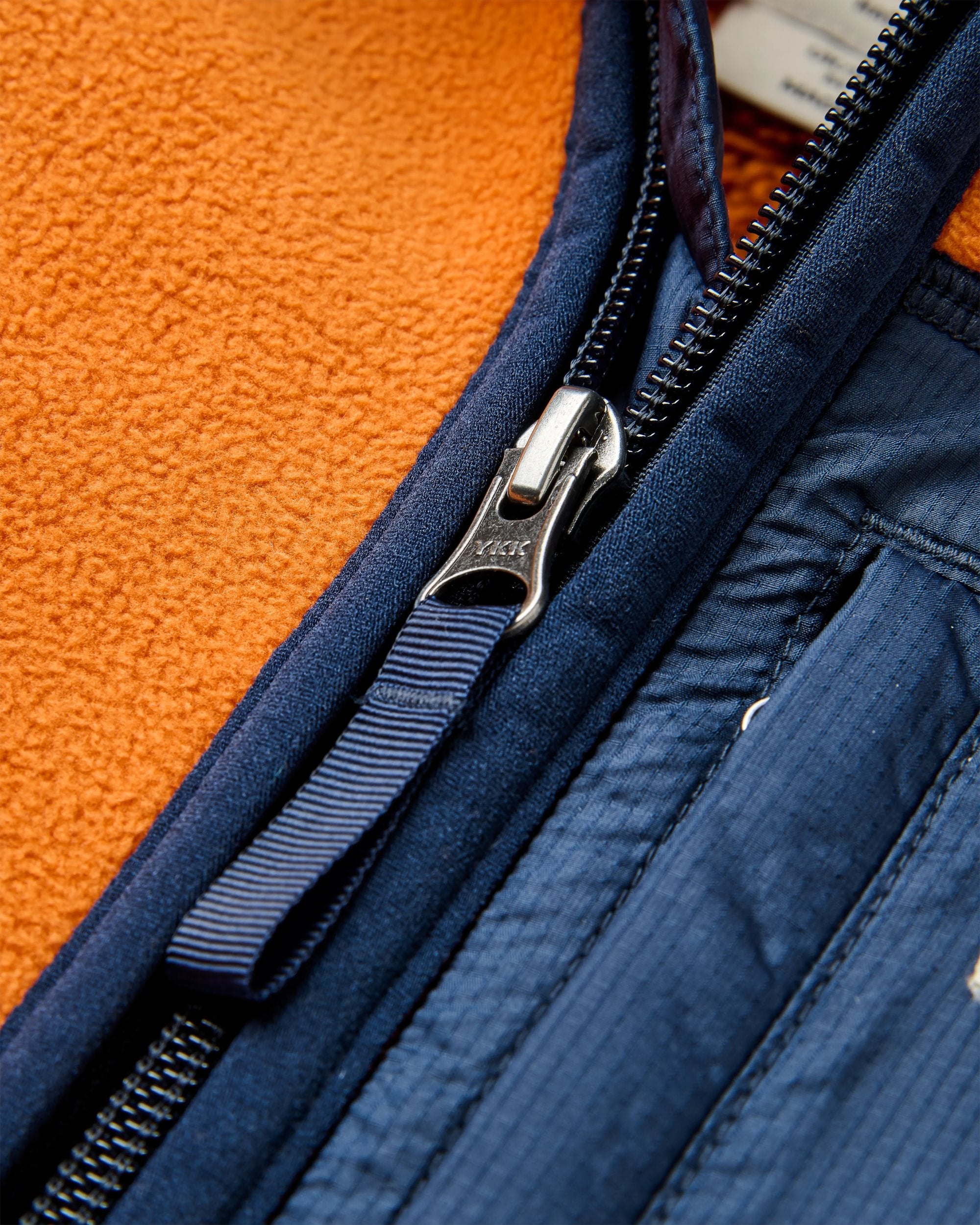 Loch Hooded Recycled Polar Fleece - Sunset Orange/Storm Grey - Flatlay