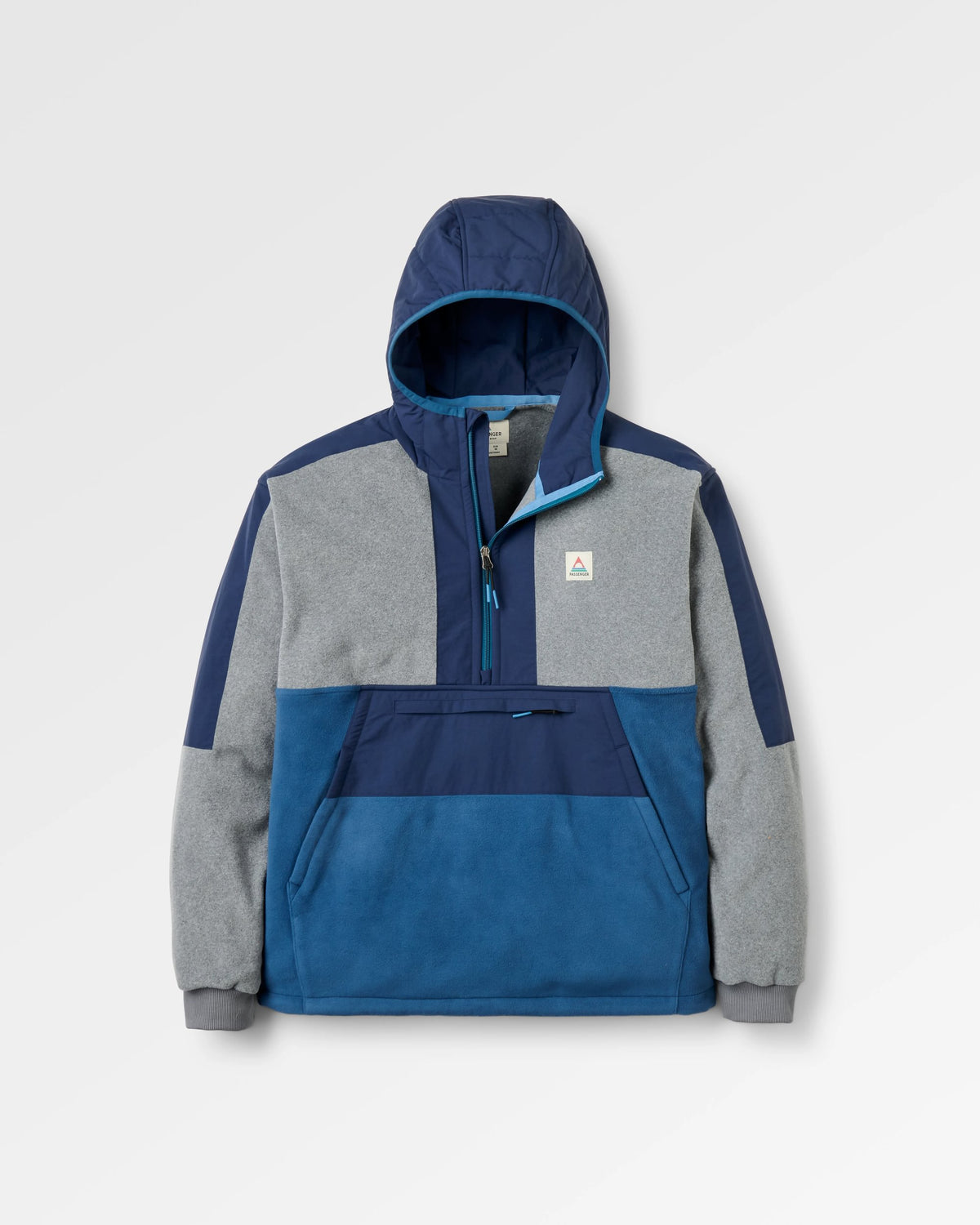 Woodland Hooded Polartec® Fleece - Grey Marl/Dark Denim - Flatlay