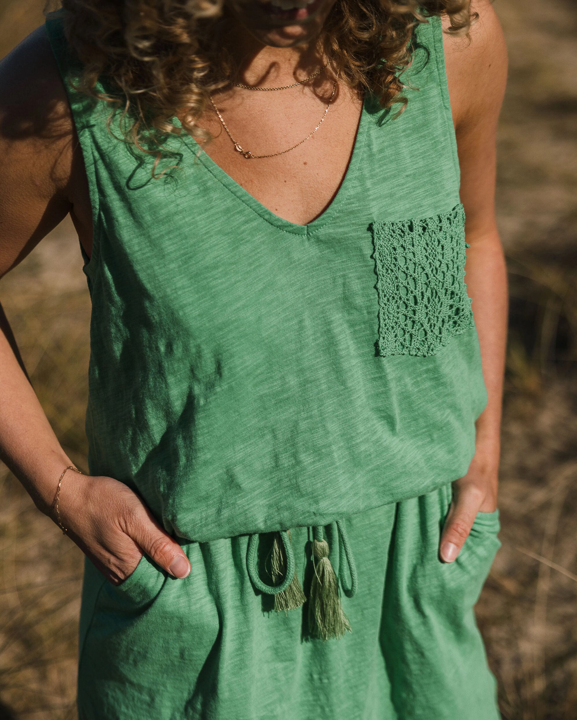 Rivergate Recycled Cotton Dress - Green Spruce - Lifestyle