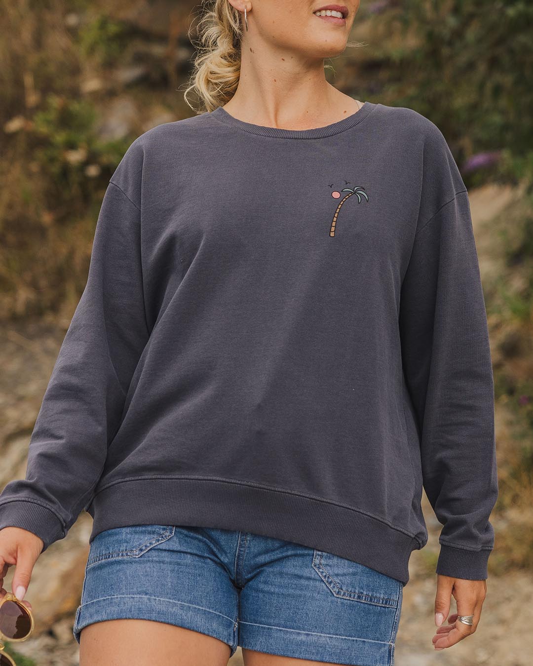 Sundaze Recycled Cotton Sweatshirt - Charcoal
