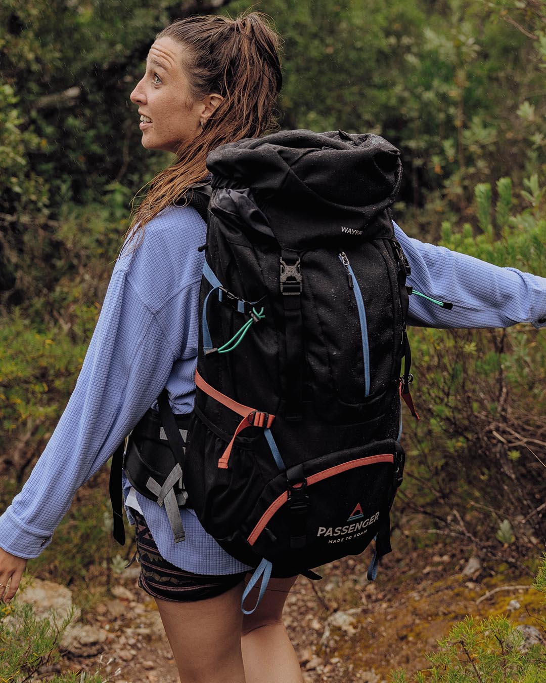 Wayfarer Recycled 65L Backpack - Black - Lifestyle - Female