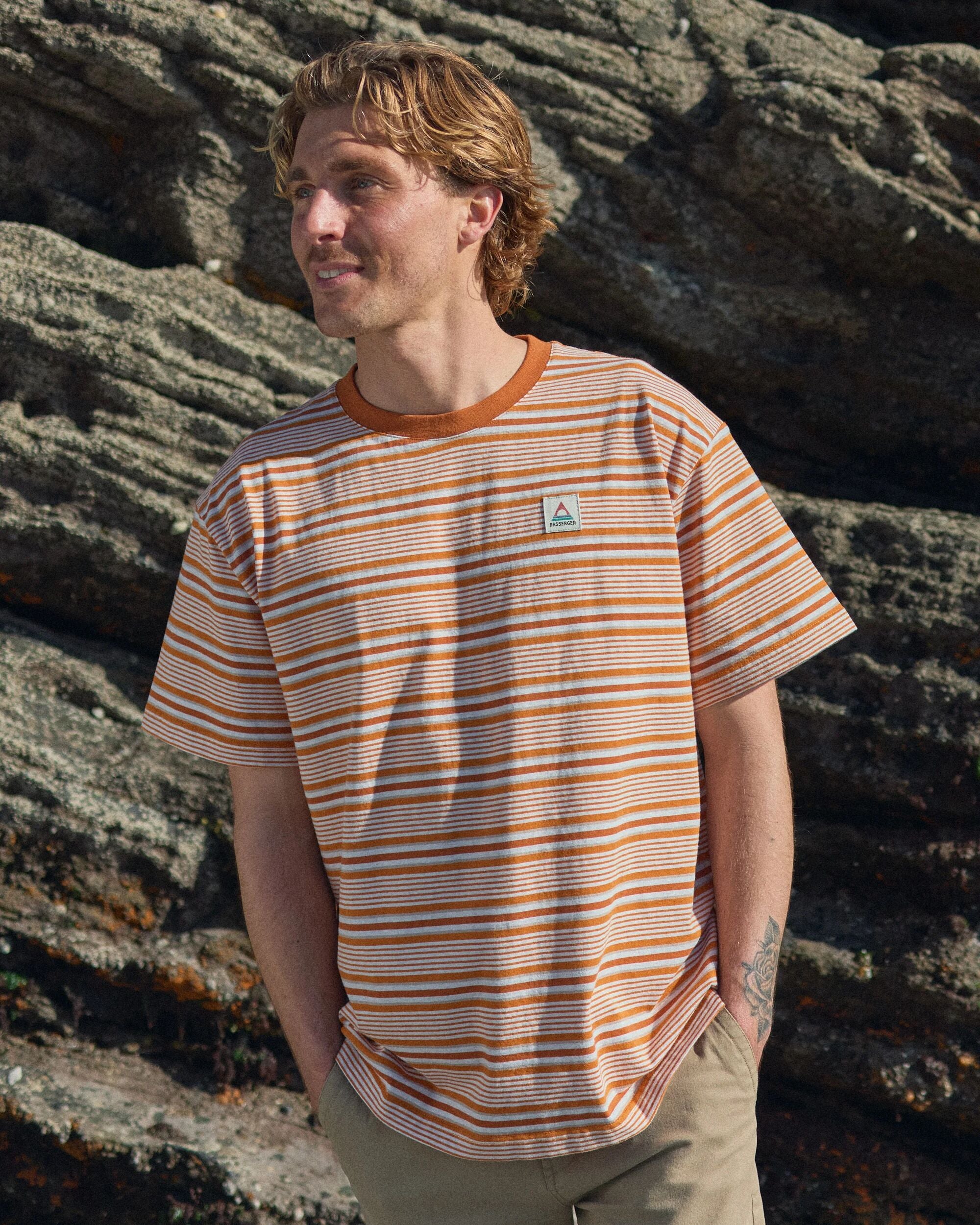Retro Relaxed Fit T-Shirt - Sunrise Orange Stripe - Lifestyle