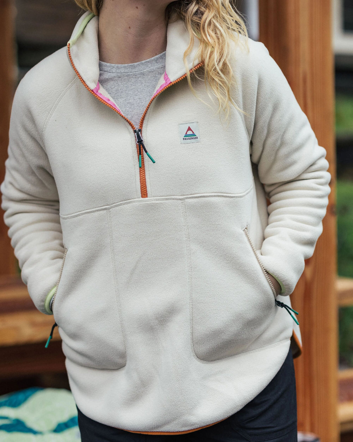 Folksy Recycled Sherpa Fleece - Oat - Lifestyle