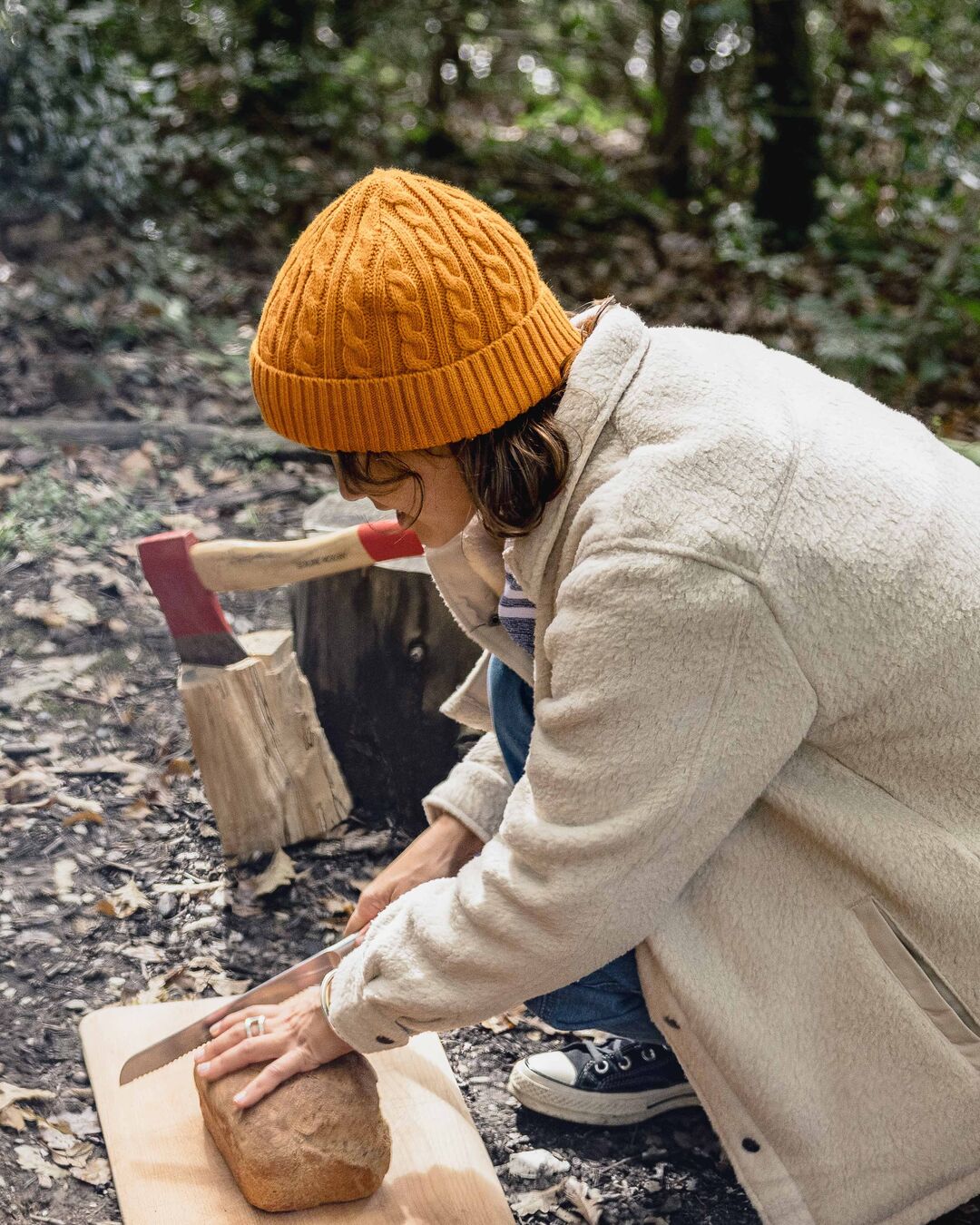 Womens_Fireside Recycled Cable Knit Beanie - Sunrise Orange