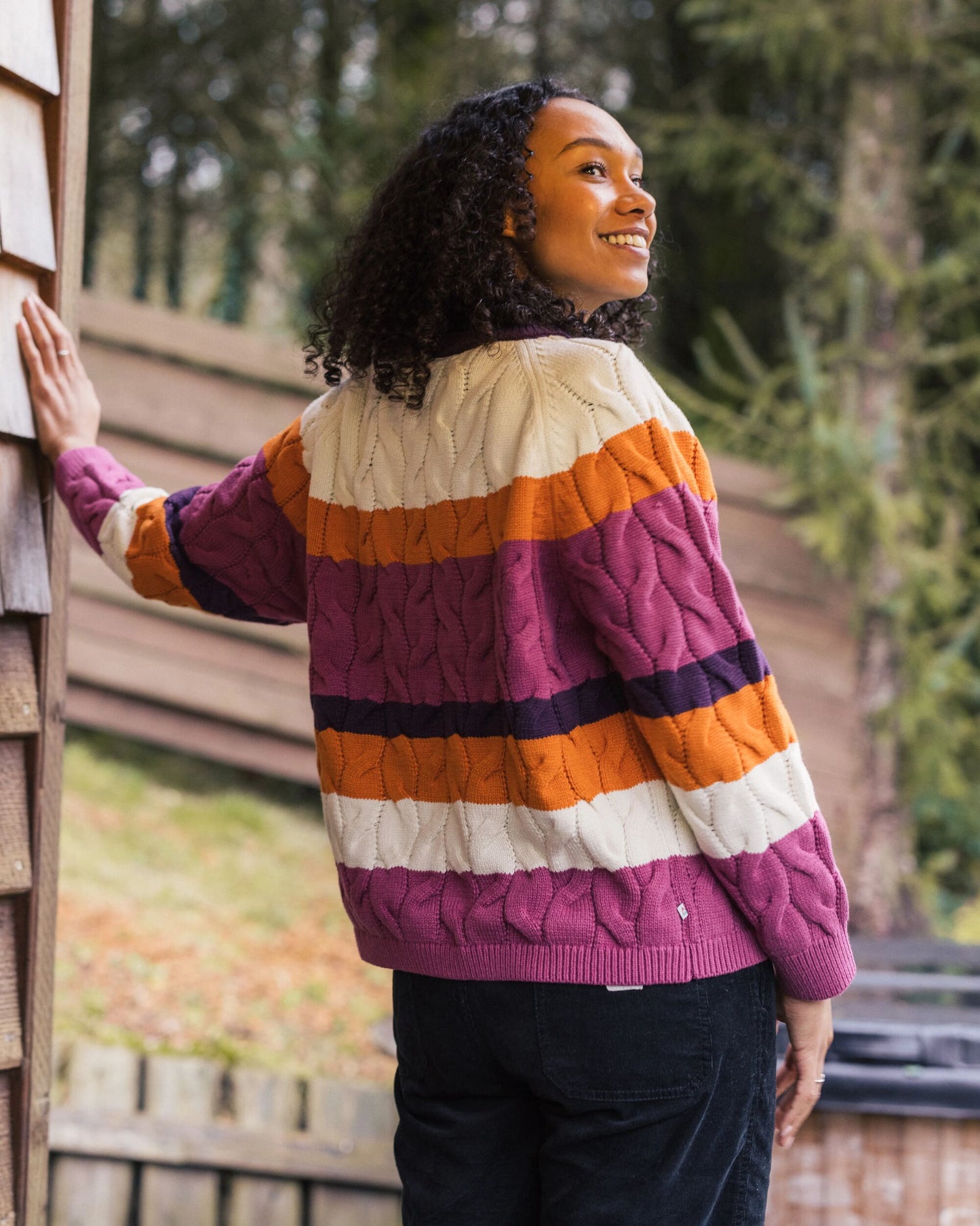 Comfort Organic Cotton Knitted Jumper - Rhubarb Multi Stripe