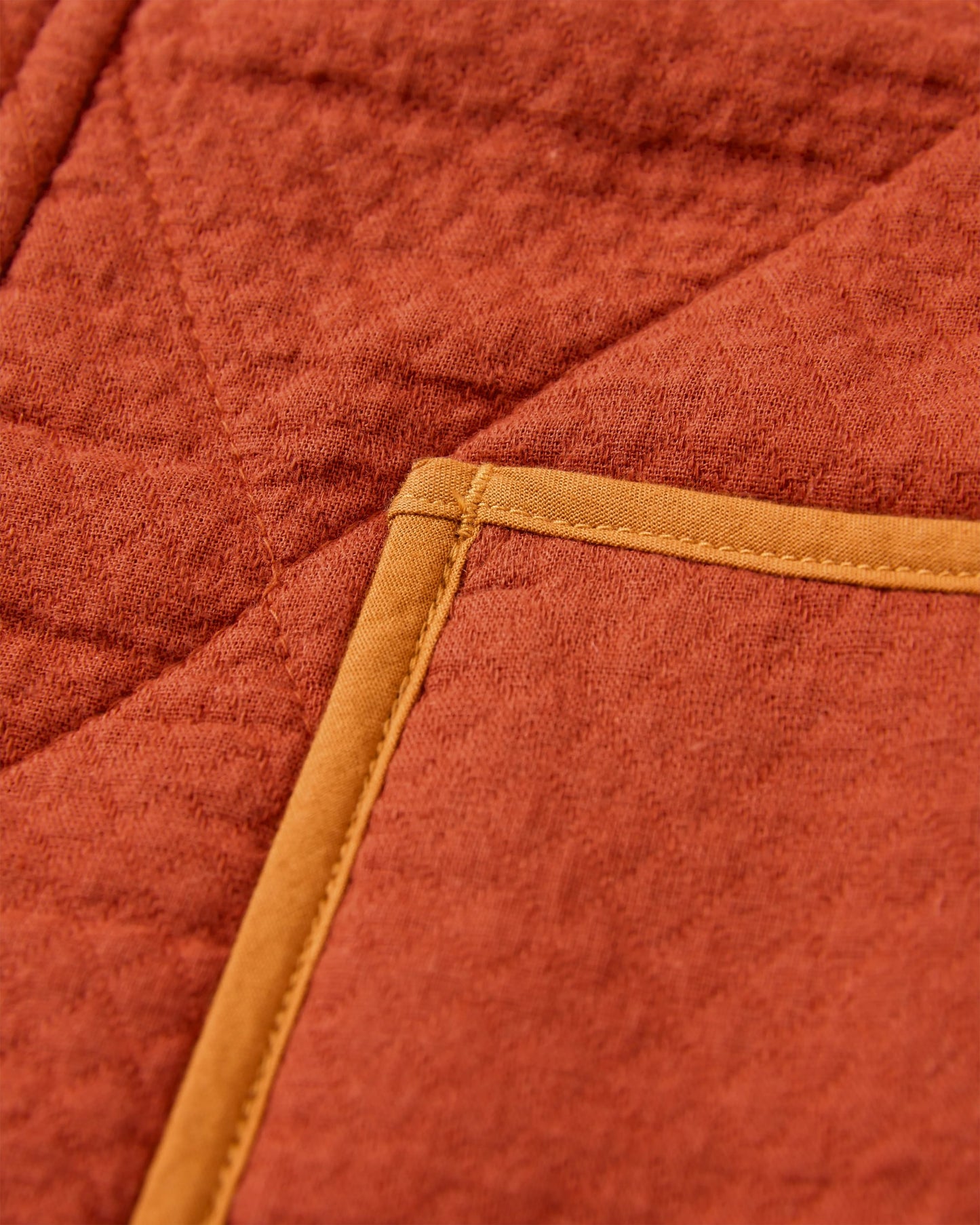 Mira Organic Cotton Quilted Overshirt - Red Ochre - Flatlay