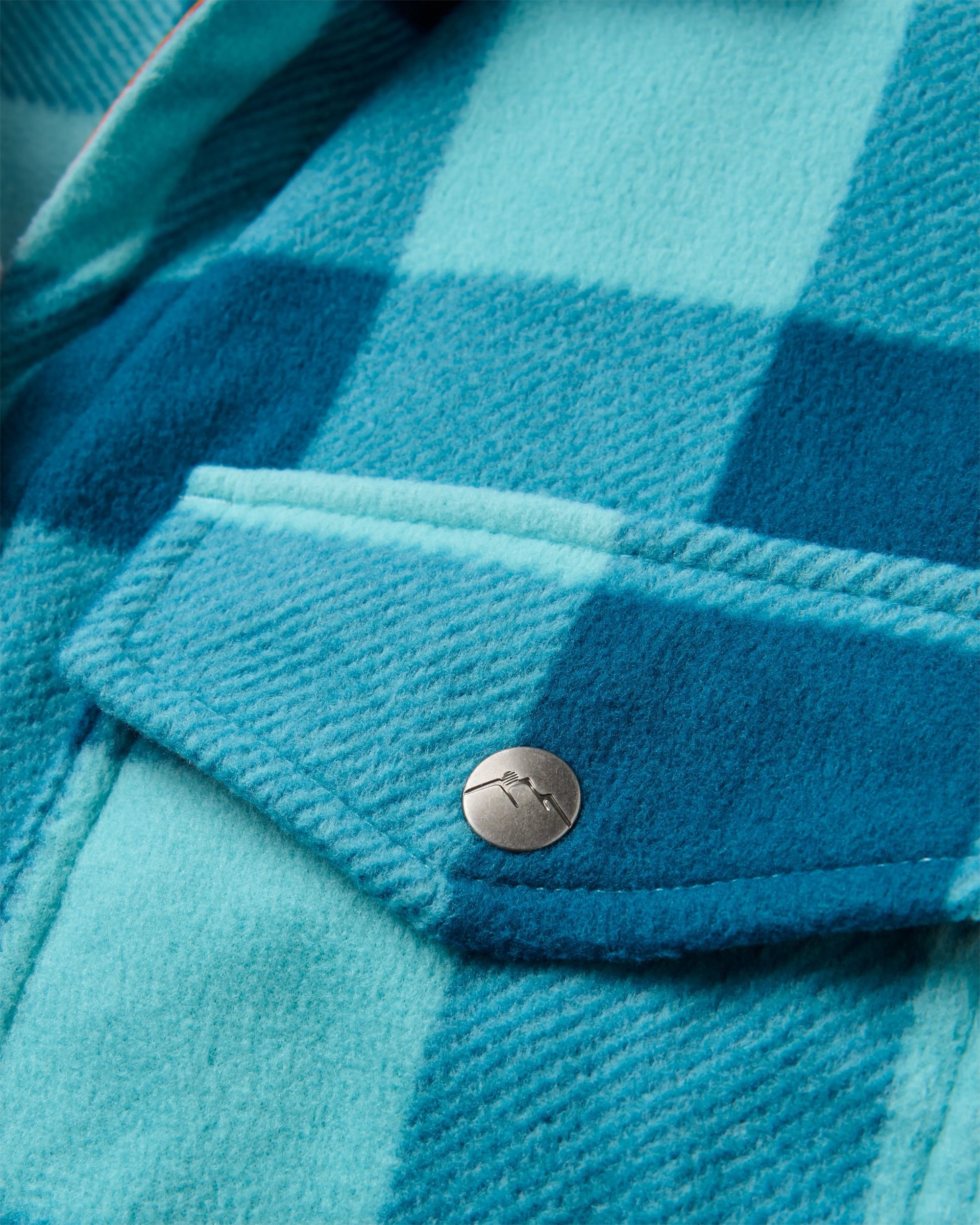 East Recycled Polar Fleece Shirt - Retro Blue Check - Flatlay