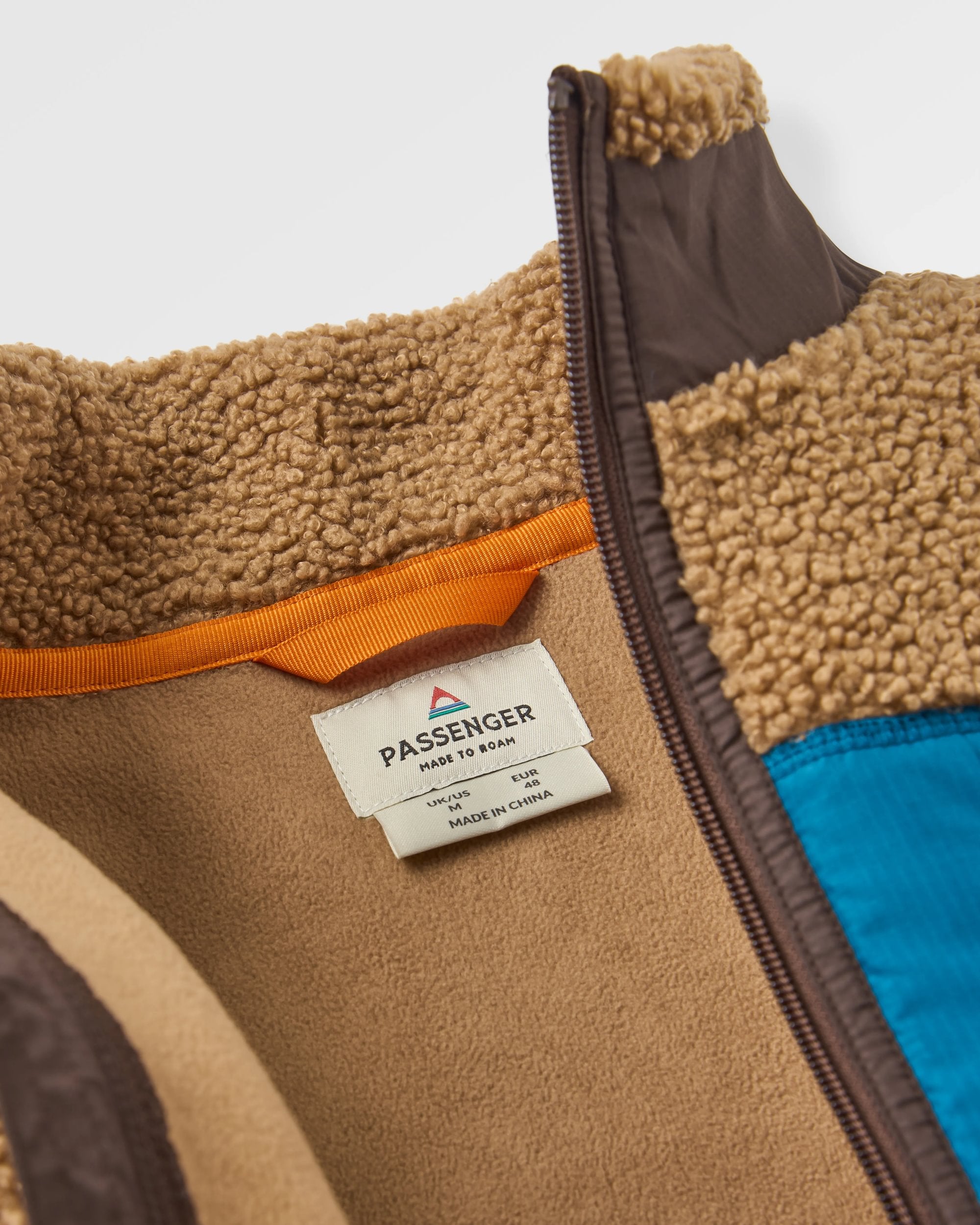 Born Explorer Recycled Polar-Lined Sherpa Fleece - Caramel/Espresso - Flatlay
