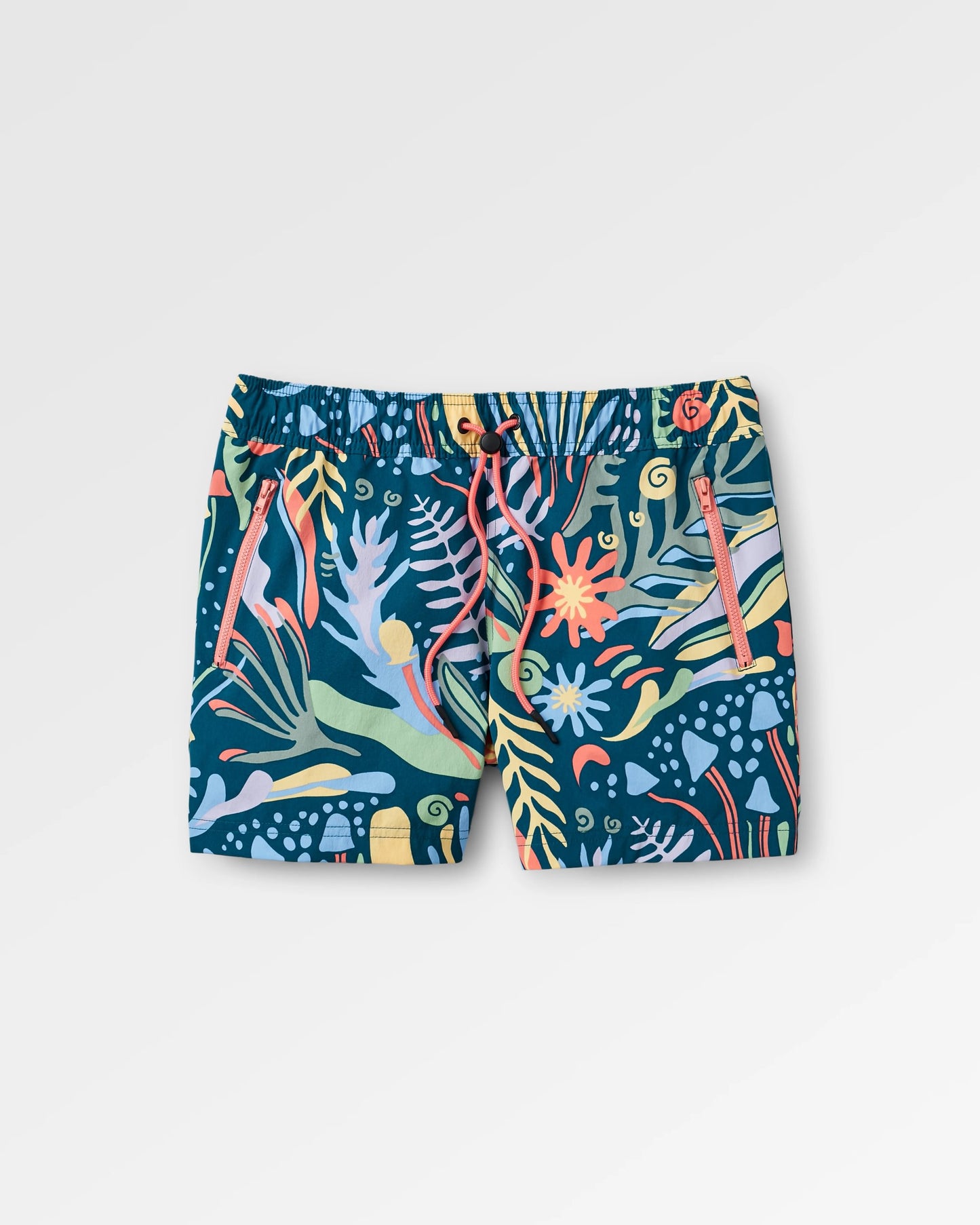 Way Out Short - Abstract Seaweed Tidal Blue - Flatlay