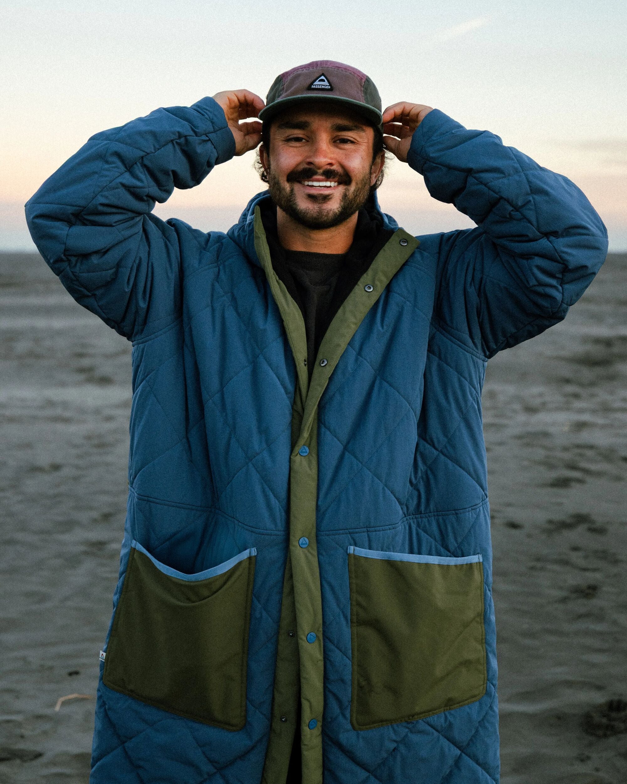 Campscape Recycled Fleece Lined Parka - Khaki/Dark Denim - Lifestyle - Male