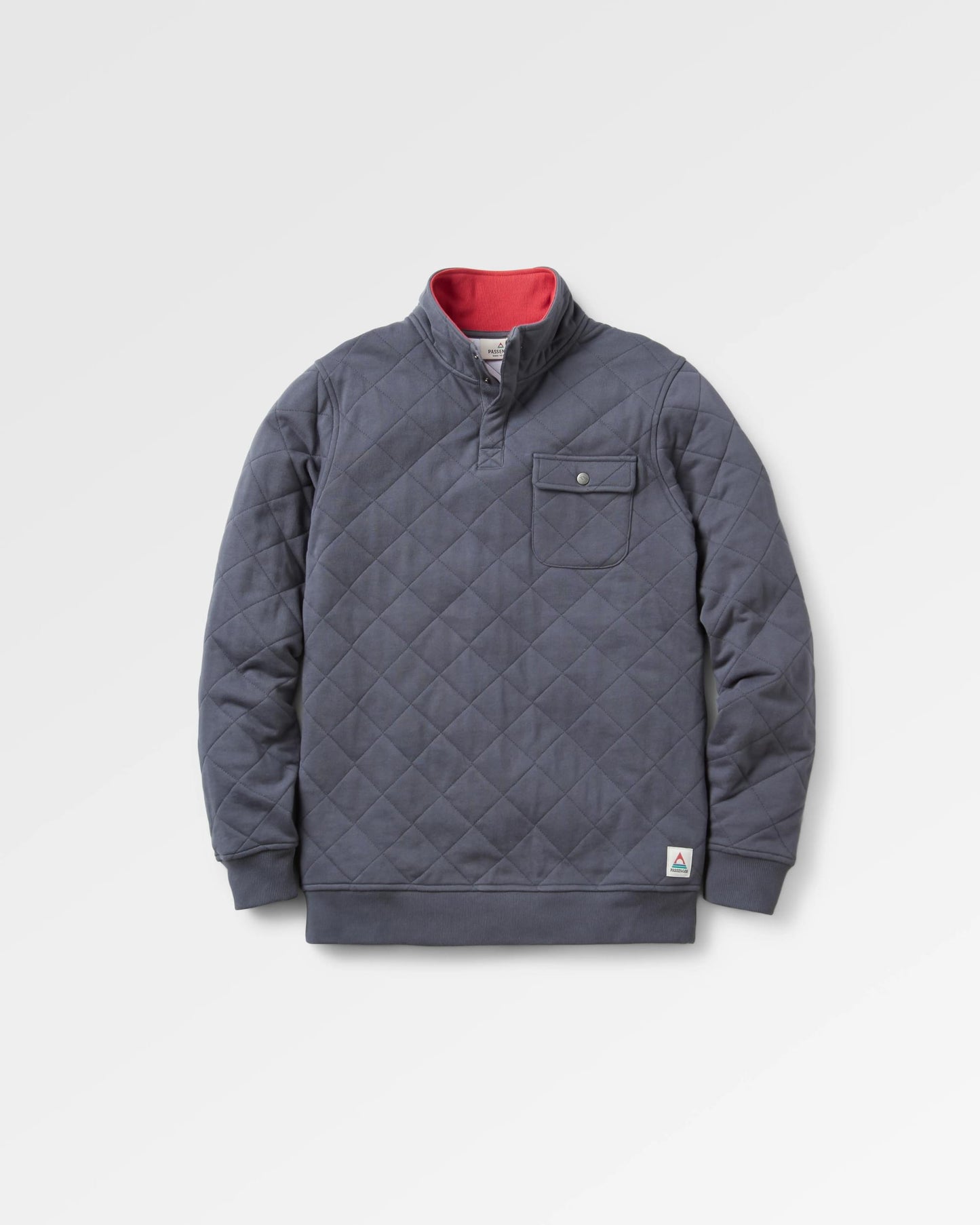 Bark Recycled Quilted Popper Up Sweatshirt - Charcoal - Flatlay