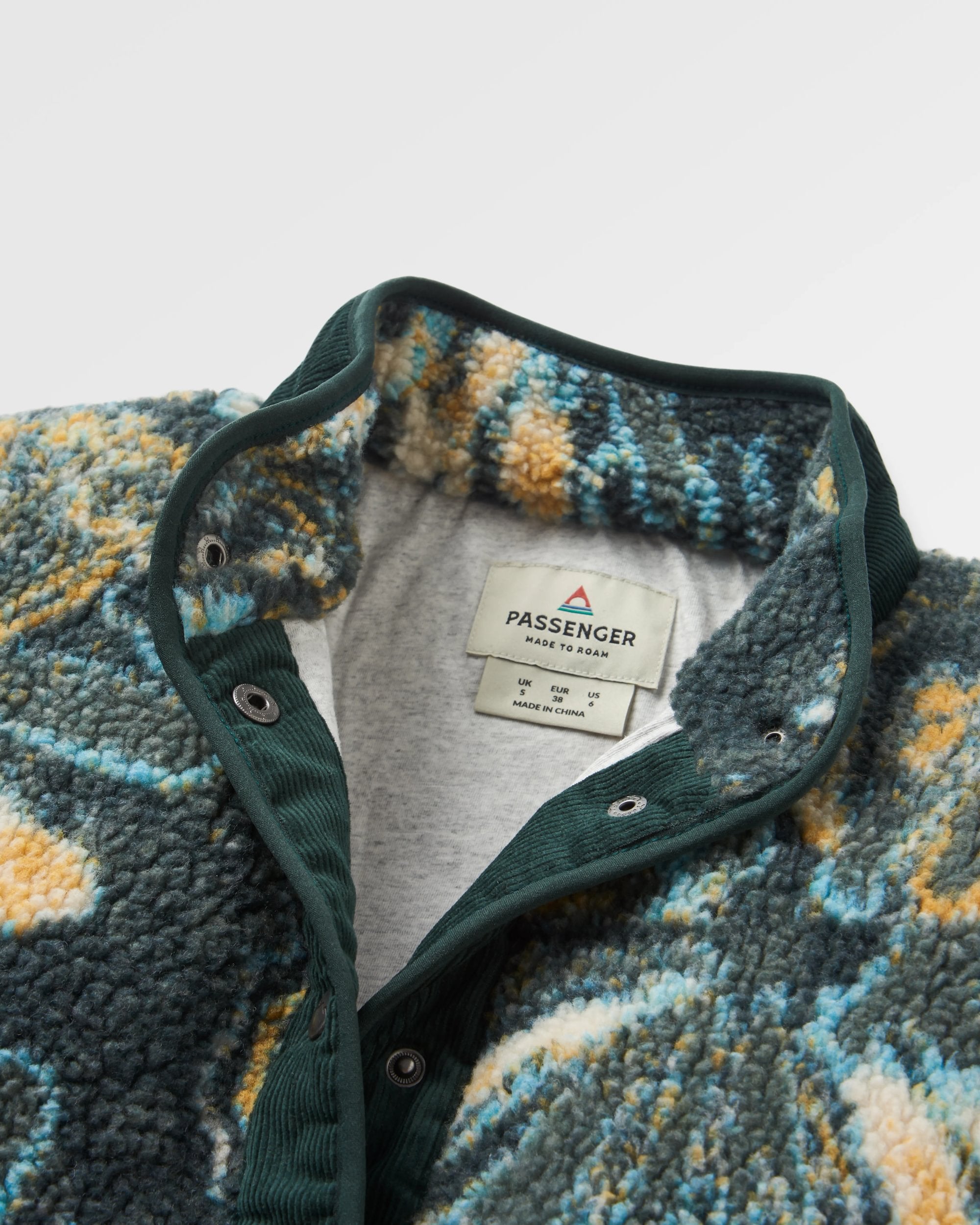 Clover Recycled Cotton-Lined Sherpa Fleece - Frost Dark Fern - Flatlay