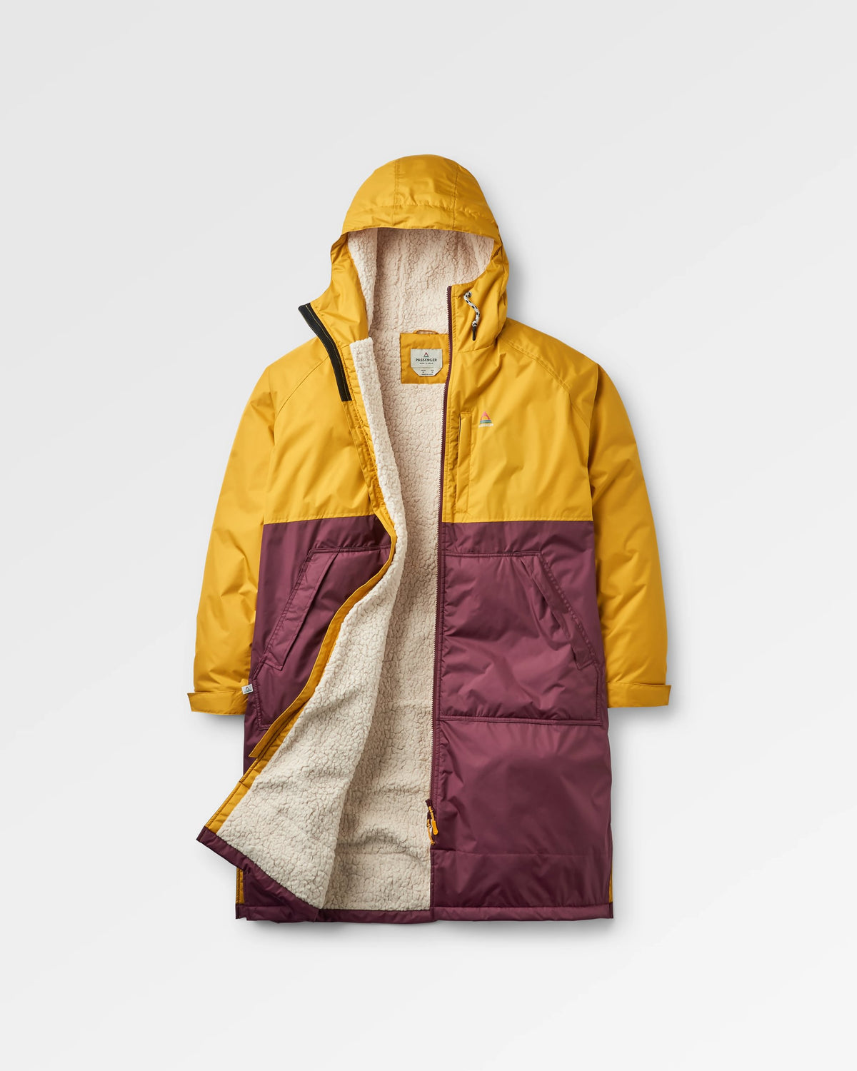 Waves Sherpa Lined Changing Robe - Fig/Heritage Yellow - Flatlay