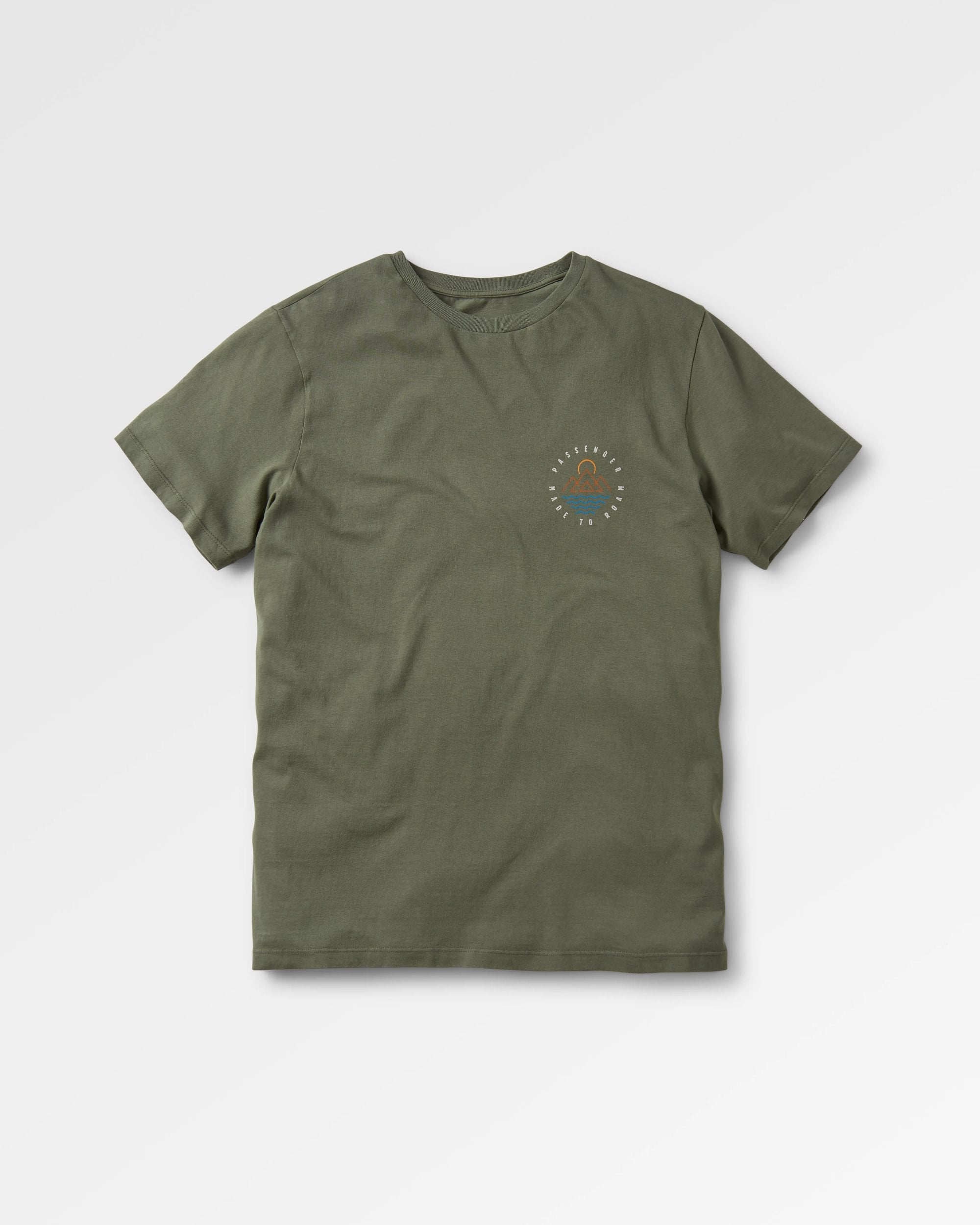 Escapism Recycled Cotton T-Shirt - Dusty Olive - Flatlay
