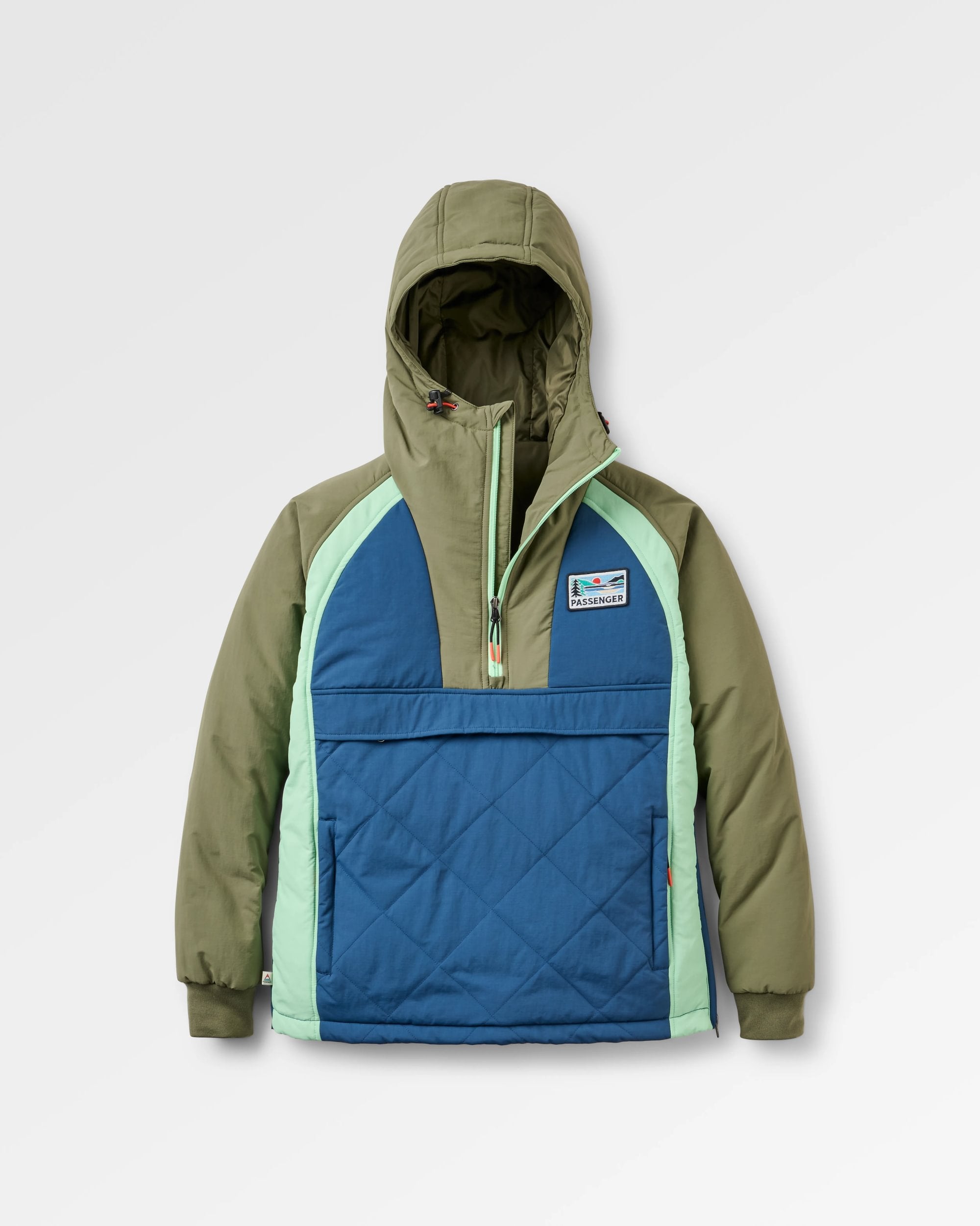 Ocean Insulated Anorak - Dark Denim/ Dusty Olive - Flatlay