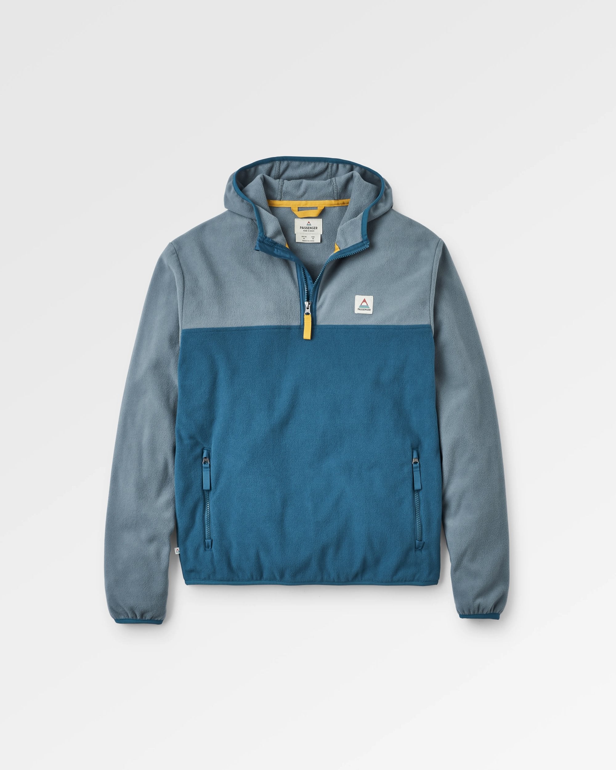 Set Off Recycled Polar Hooded Fleece - Tidal Blue/Storm Grey - Flatlay