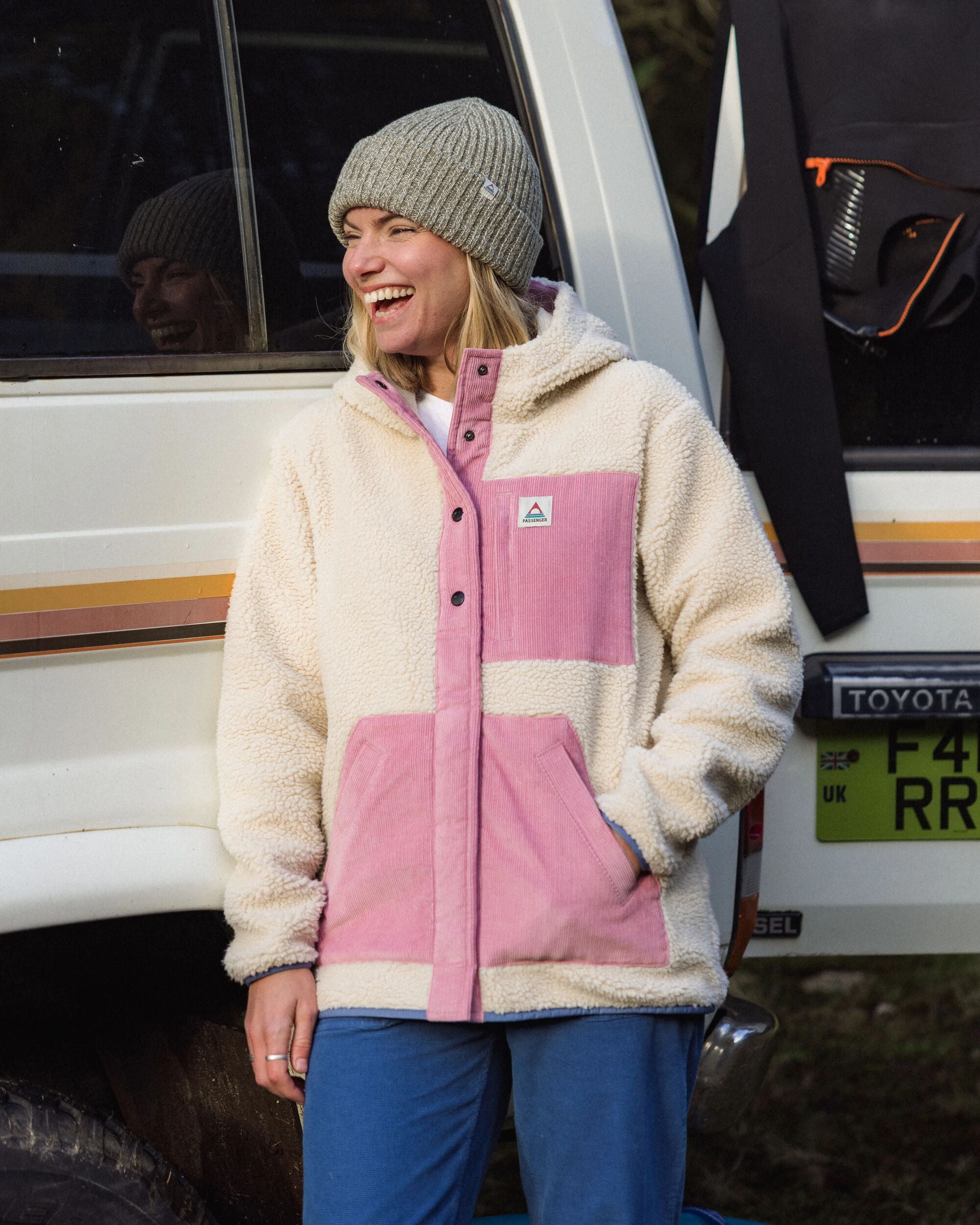 Clover Recycled Sherpa Hooded Fleece - Oat - Lifestyle