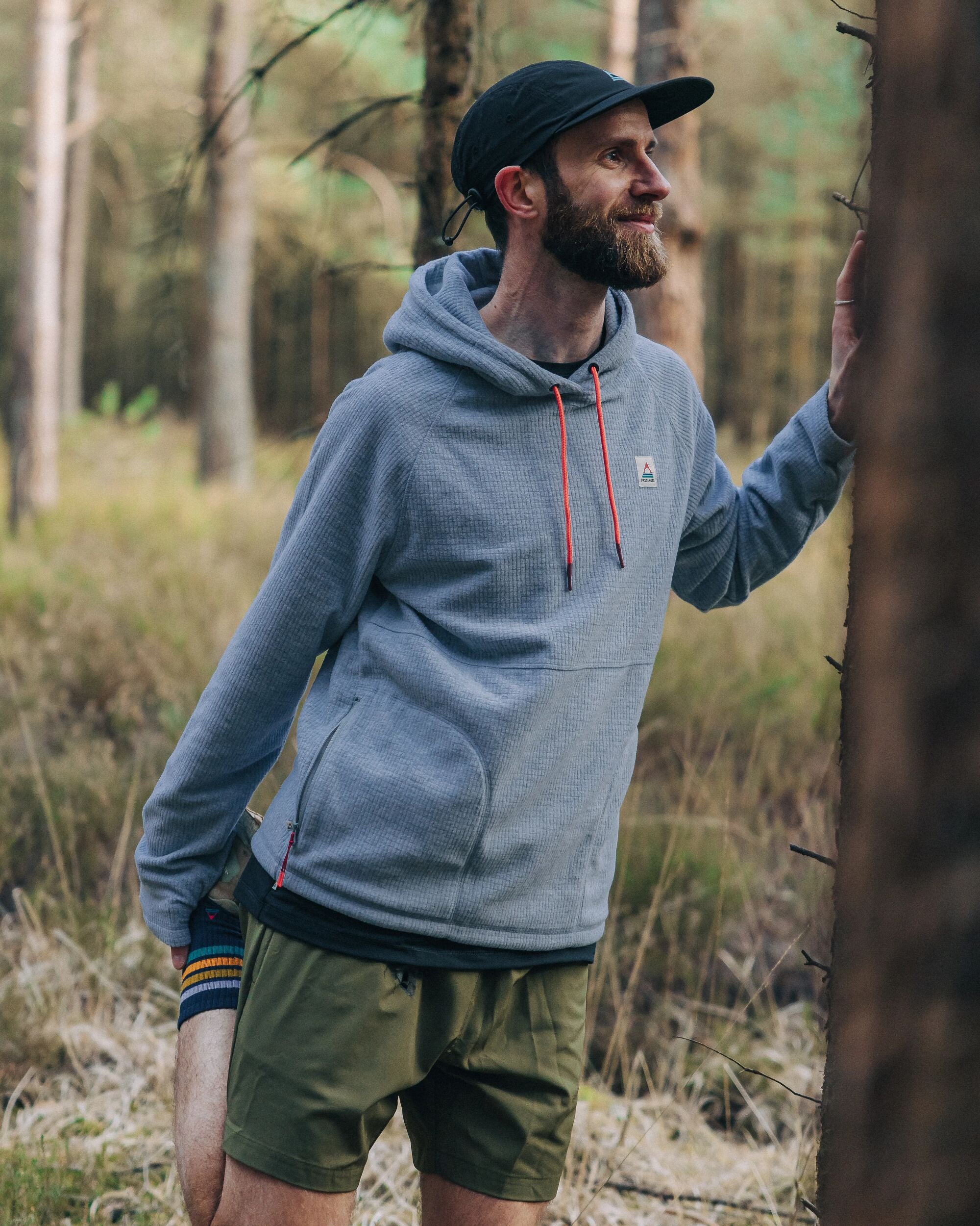 Point Recycled Grid Polar Fleece Hoodie - Grey Marl - Lifestyle