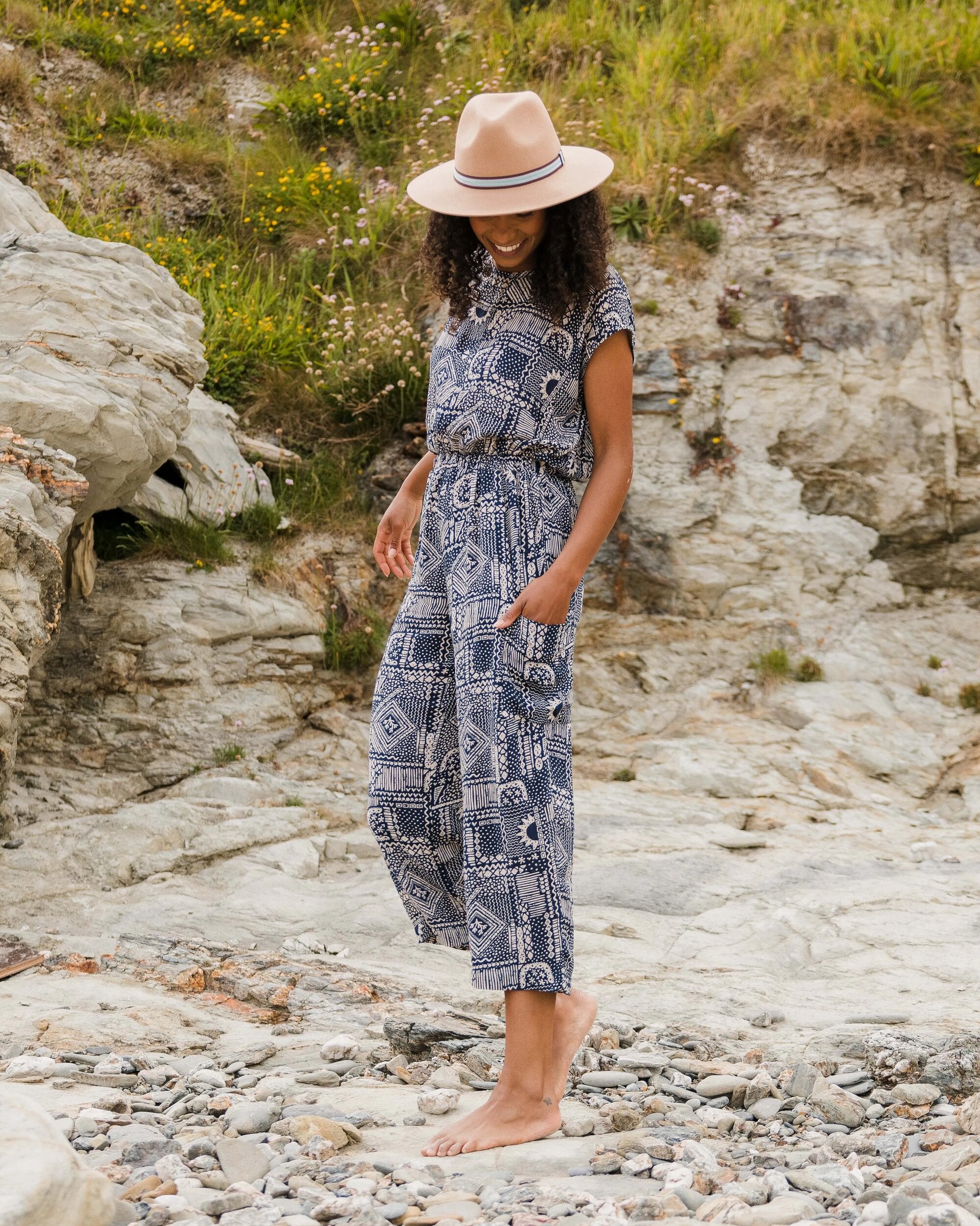 Thimbleberry Jumpsuit - Vintage Patchwork Navy - Lifestyle