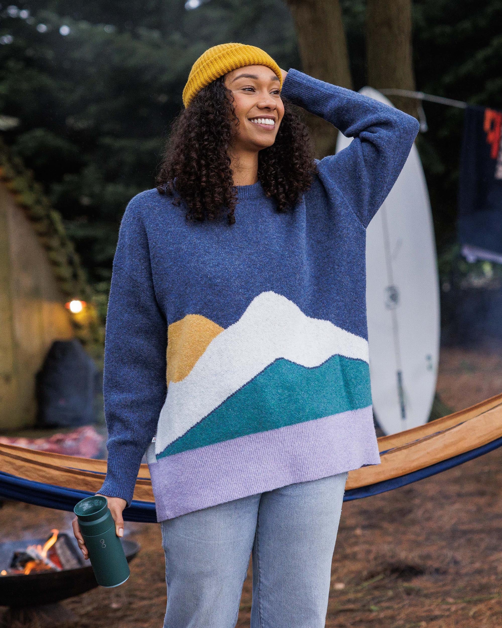 Vista Recycled Knitted Jumper - Dark Denim - Lifestyle