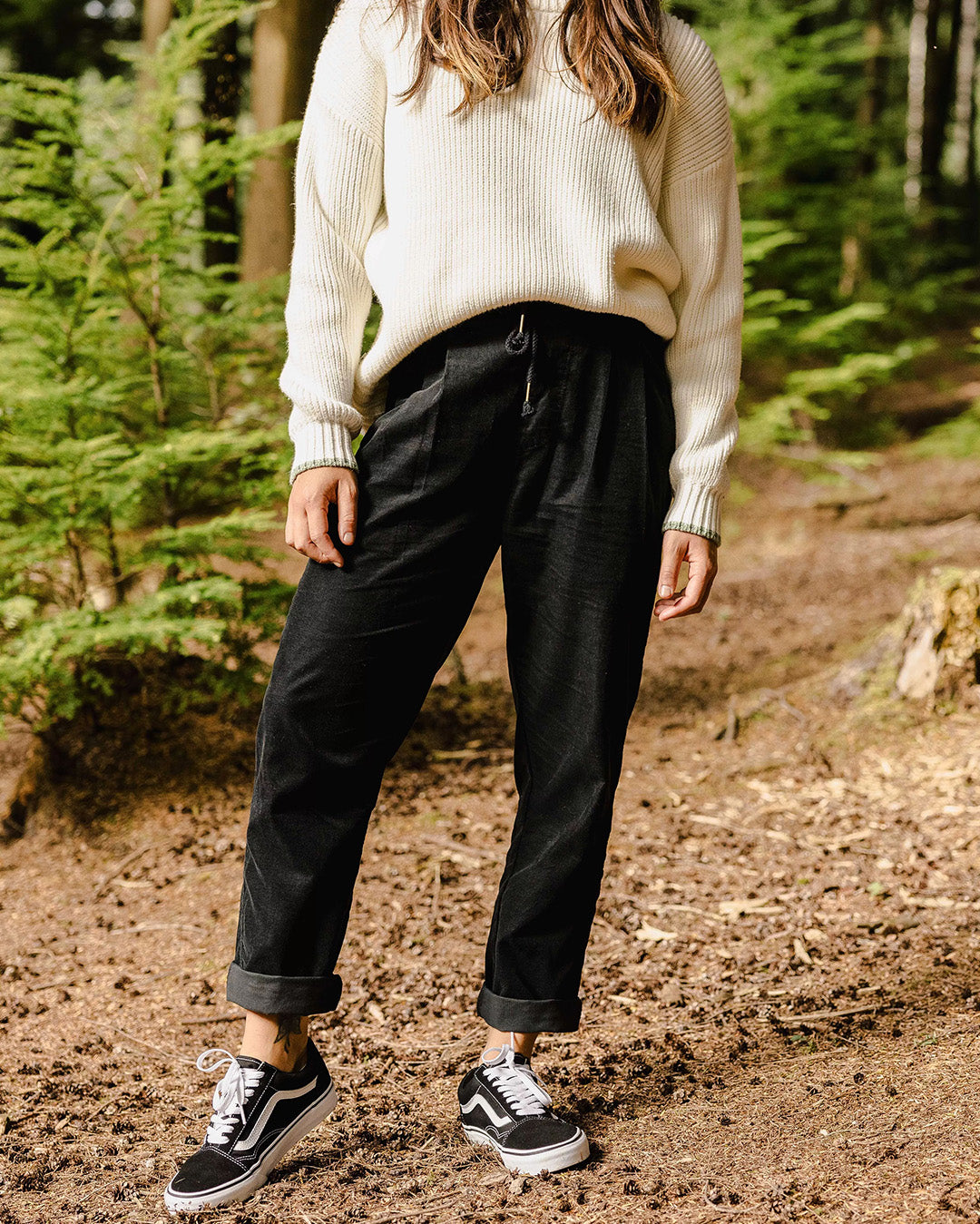 Compass Recycled Cord Trouser - Black - Lifestyle