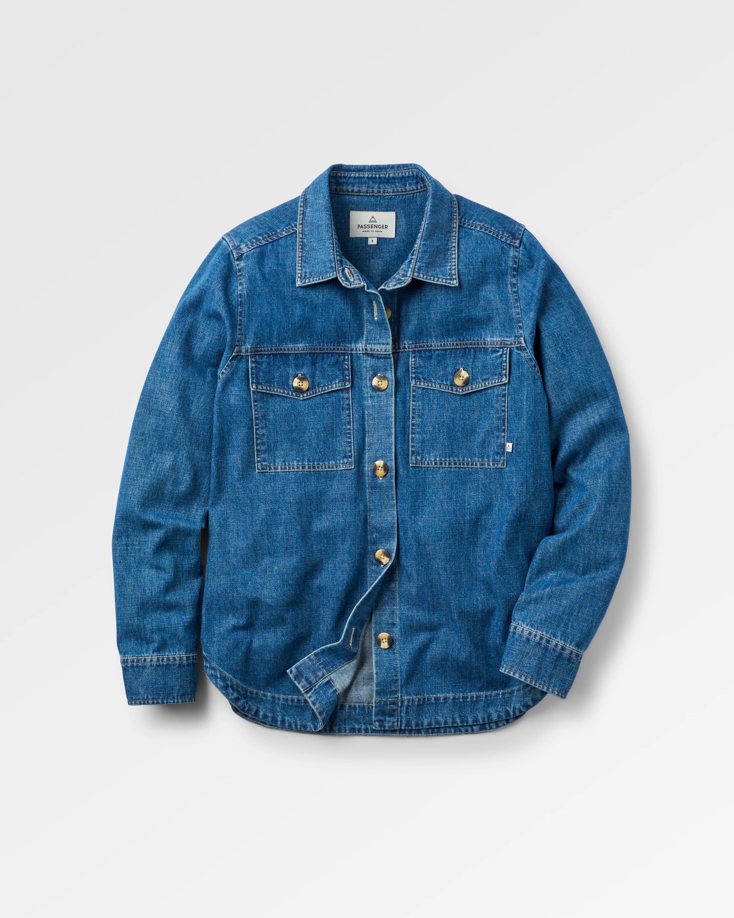 Coral Organic Cotton LS Shirt - Washed Denim - Flatlay