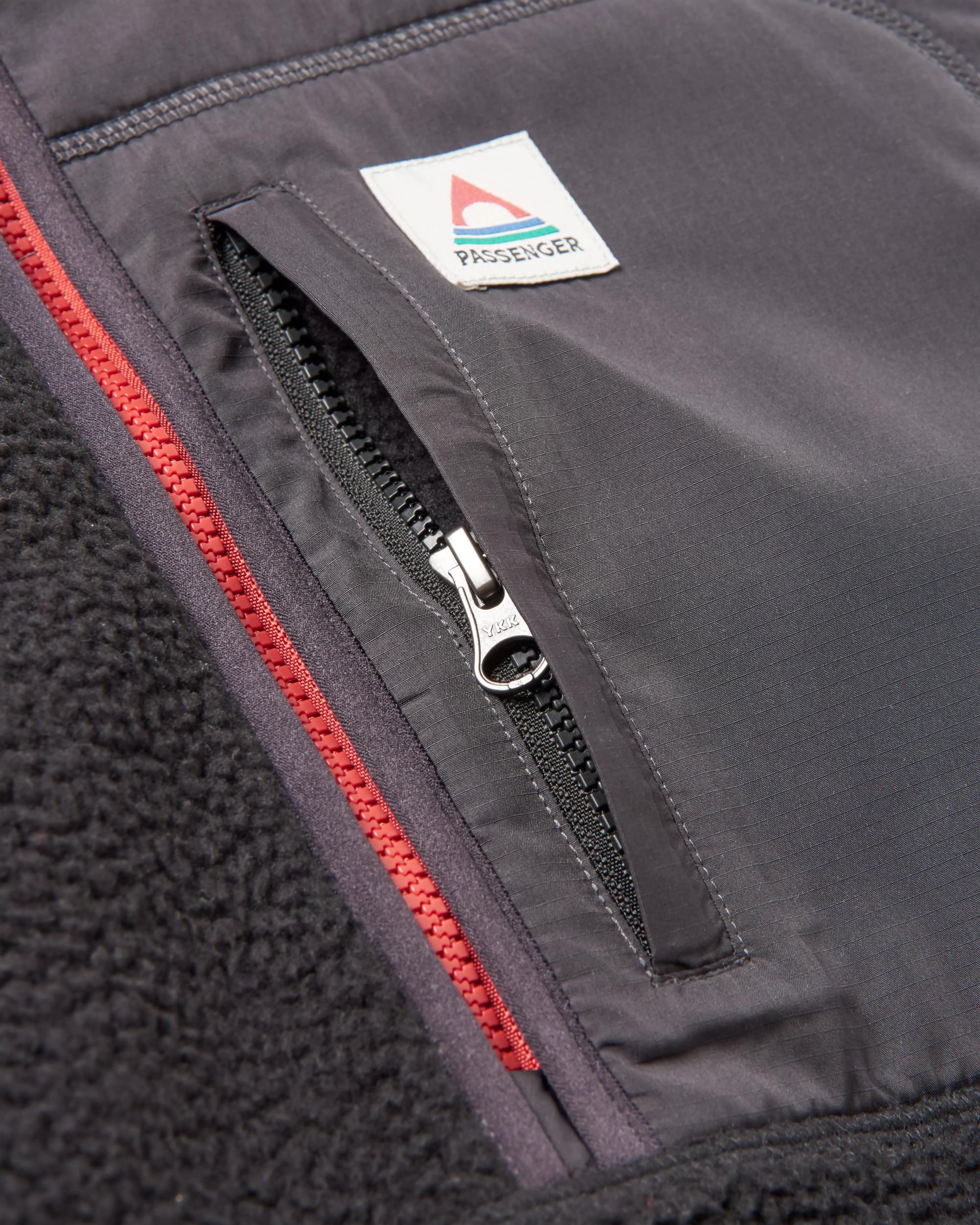 Ventura 1/2 Zip Recycled Sherpa Fleece - Black - Flatlay