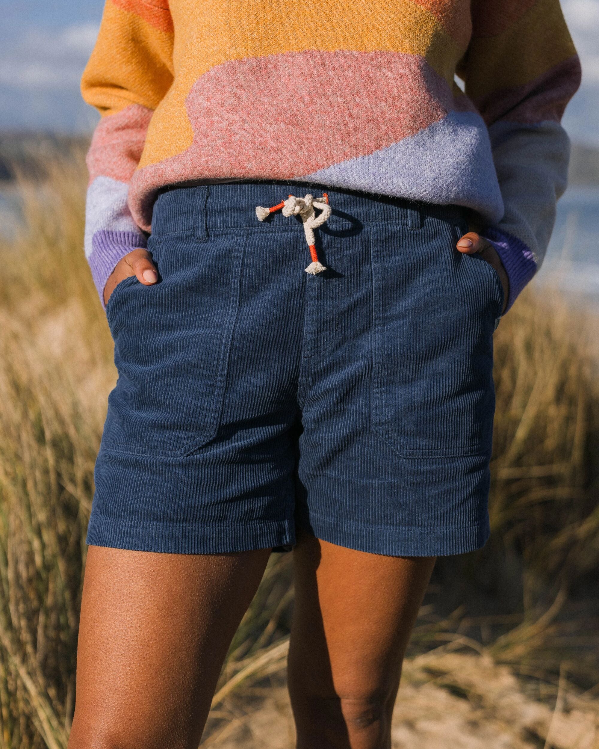 Avian Organic Cord Short - Dark Denim - Lifestyle