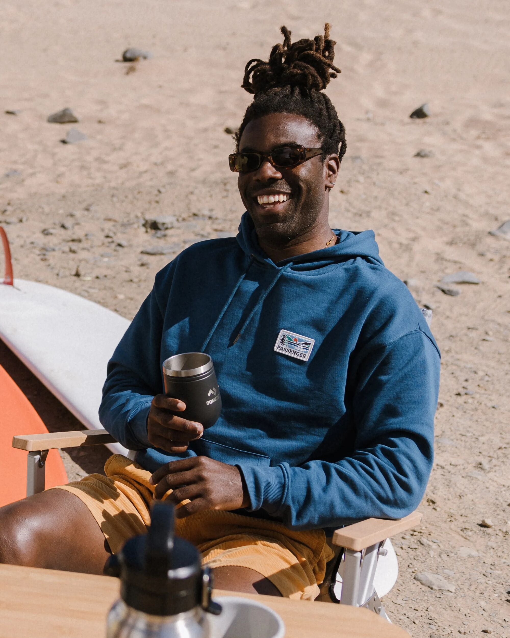 Roamer Patch Relaxed Fit Hoodie - Dark Denim - Lifestyle