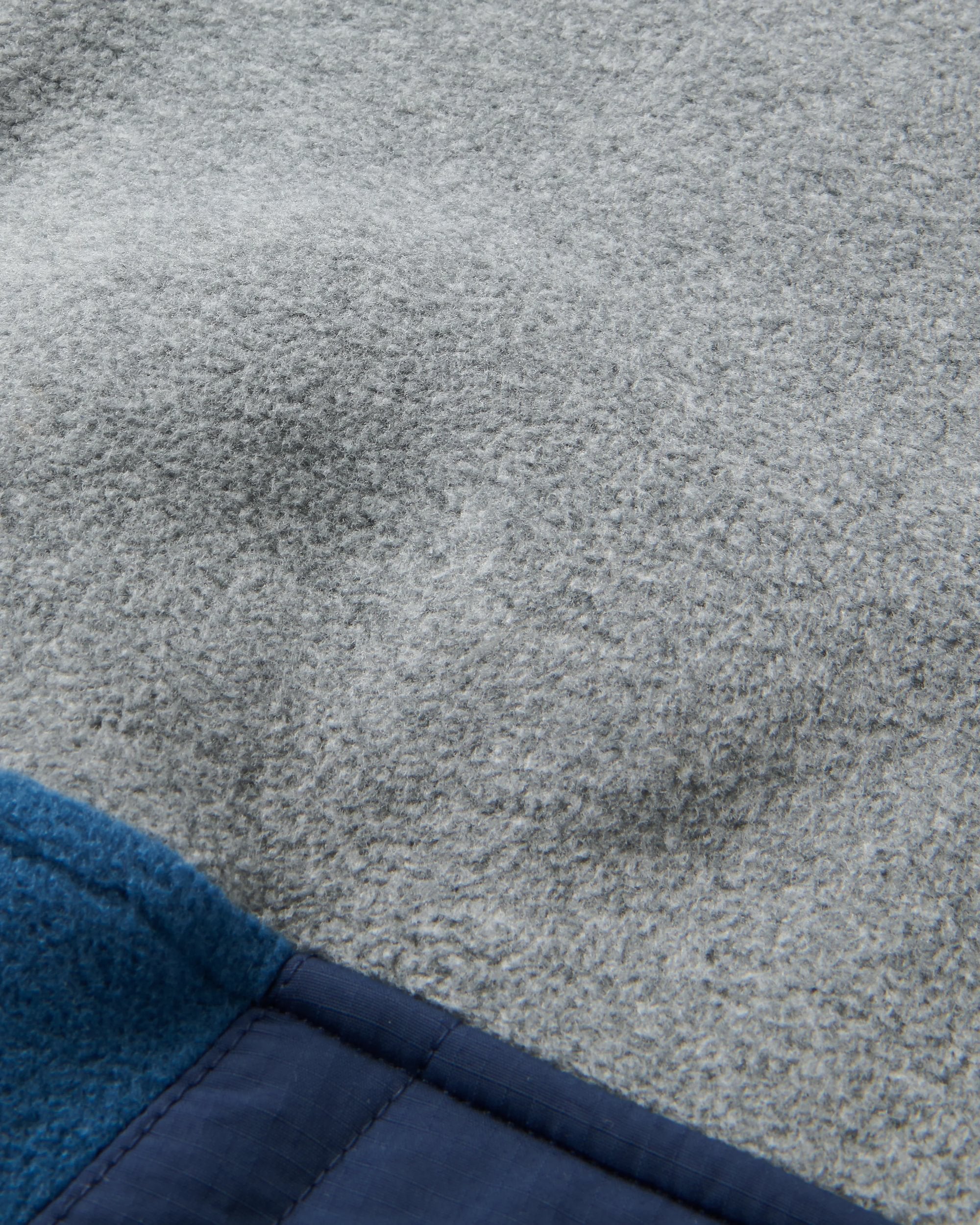 Woodland Hooded 1/2 Zip Recycled Polartec® Fleece - Grey Marl/Dark Denim - Flatlay