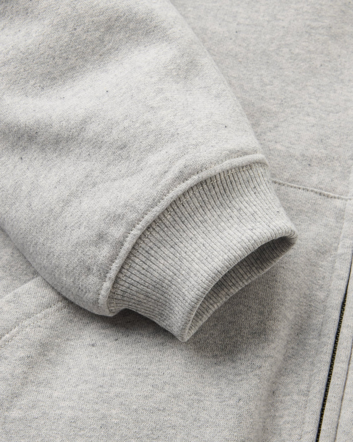 Heritage Relaxed Fit Full Zip Hoodie - Grey Marl - Flatlay