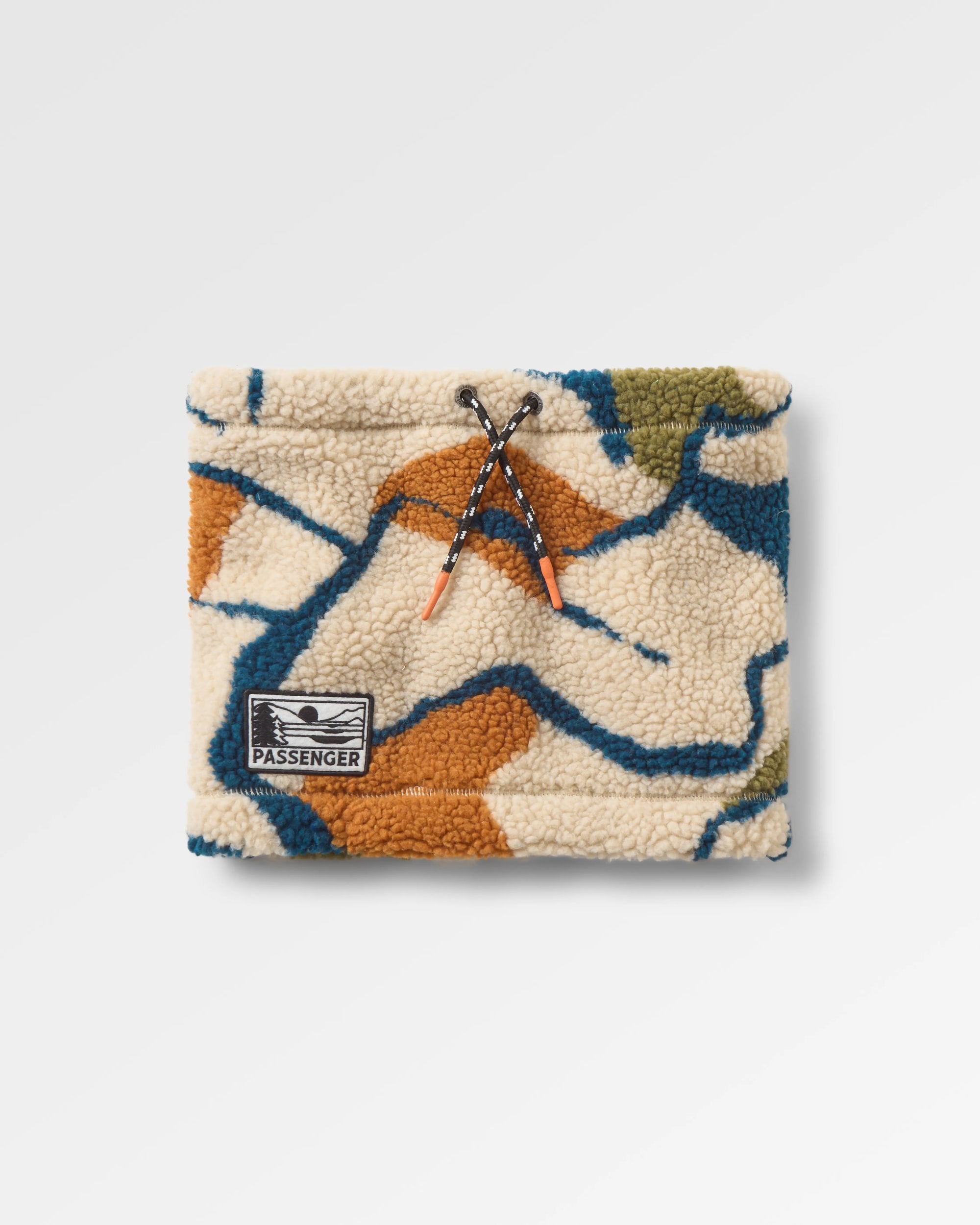 Mulled Sherpa Fleece Snood - Abstract Trails Pebble Grey - Flatlay