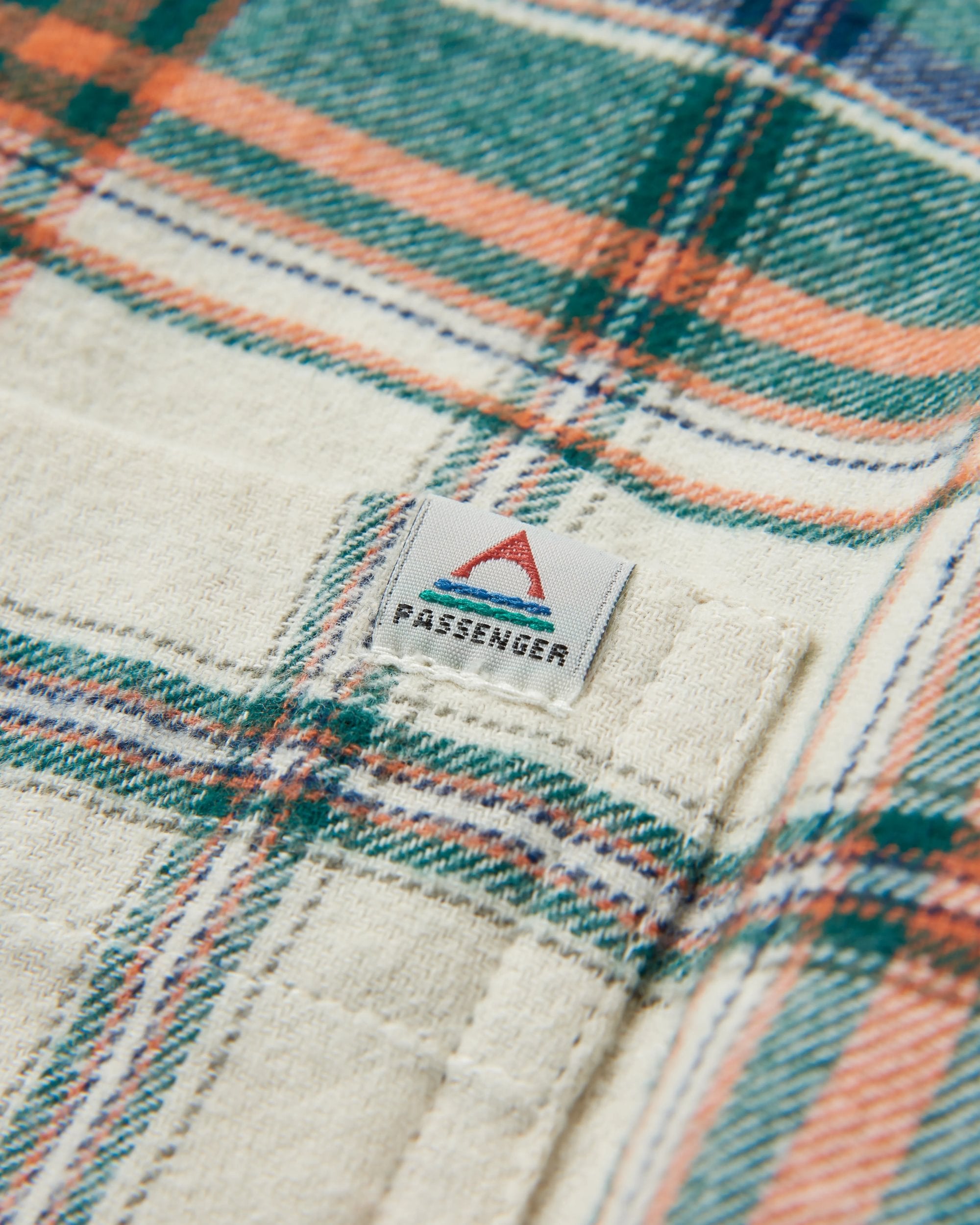 Rootsy Organic Cotton LS Shirt - Birch/Rain Forest Check - Flatlay