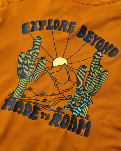 Camp Lost Lightweight Merino Blend T-Shirt - Retro Orange - Flatlay