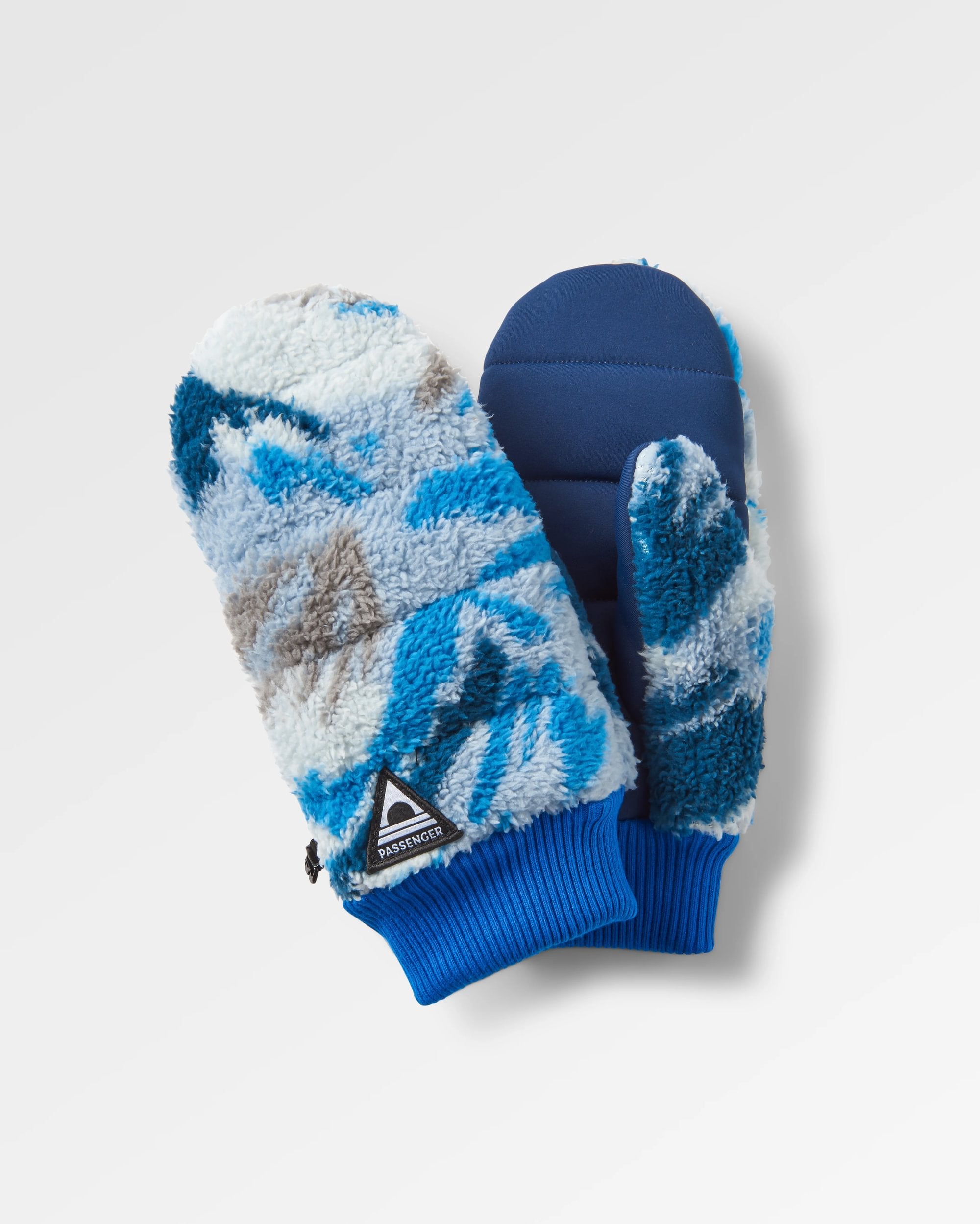 Avalanche Recycled Sherpa Mittens - Abstract Mountain Blue Steel - Flatlay