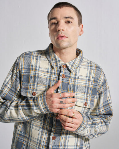 Island Twill Shirt - Off White Check - Studio Model
