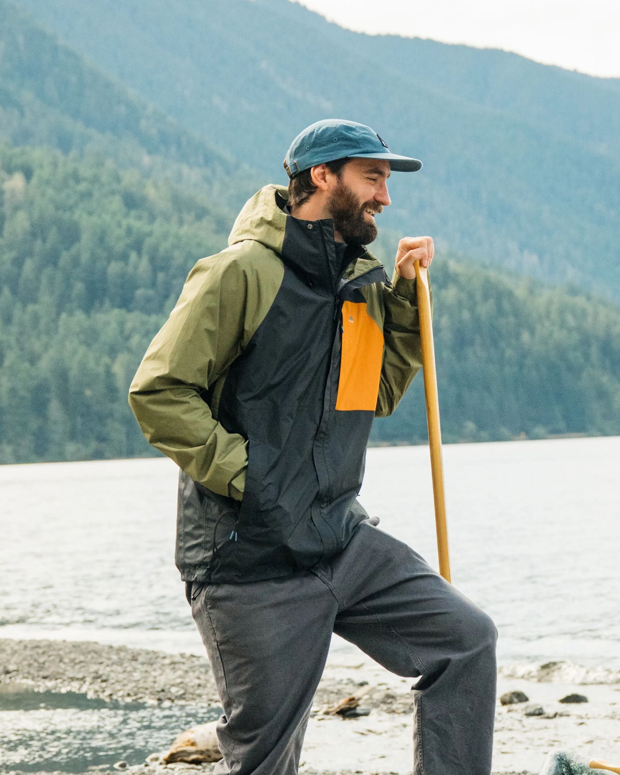 Trailscape Men's Recycled Waterproof Jacket - Black/Khaki - Lifestyle