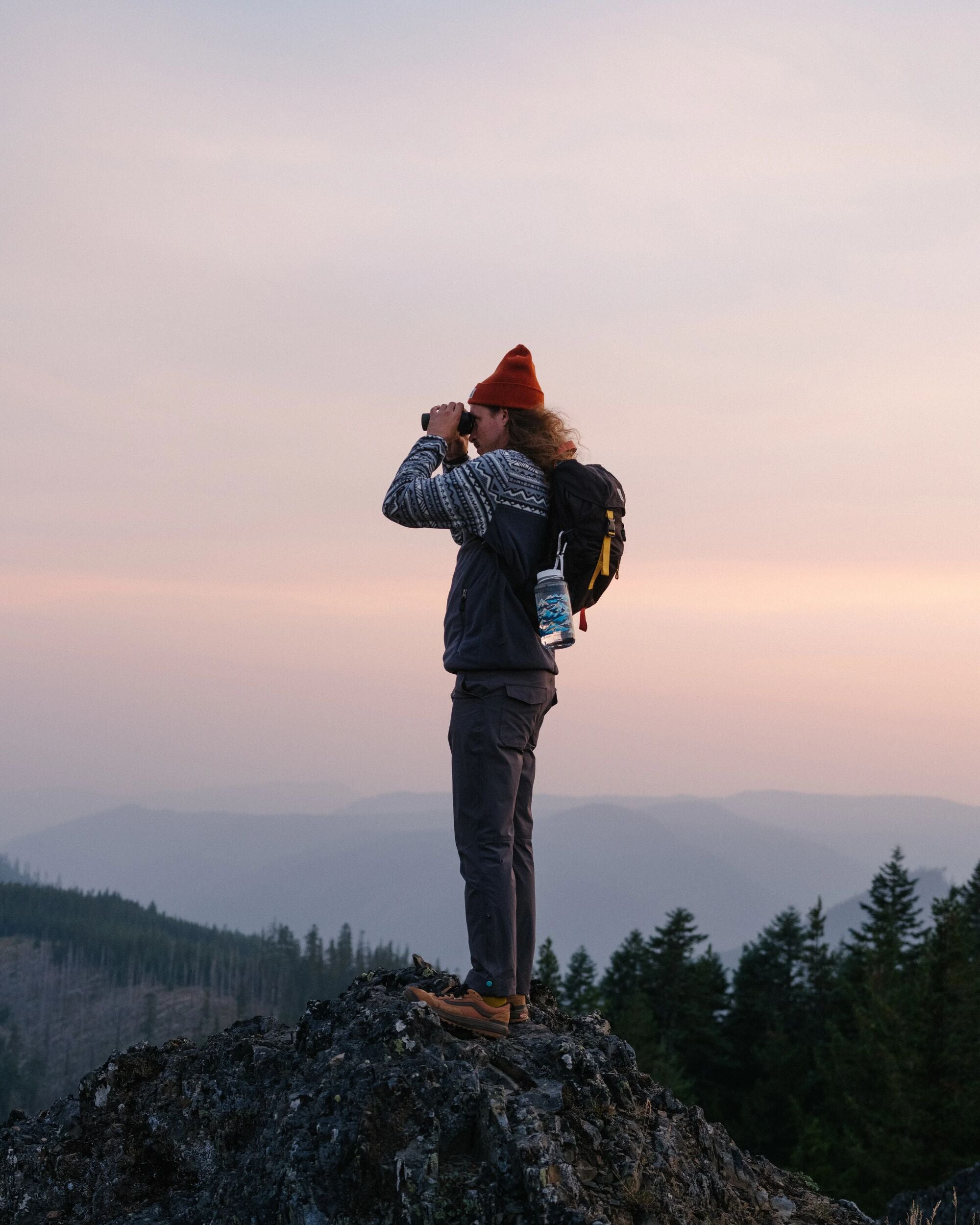 Set Off Recycled Polar Fleece - Mountain Geo Stormy Sea - Lifestyle