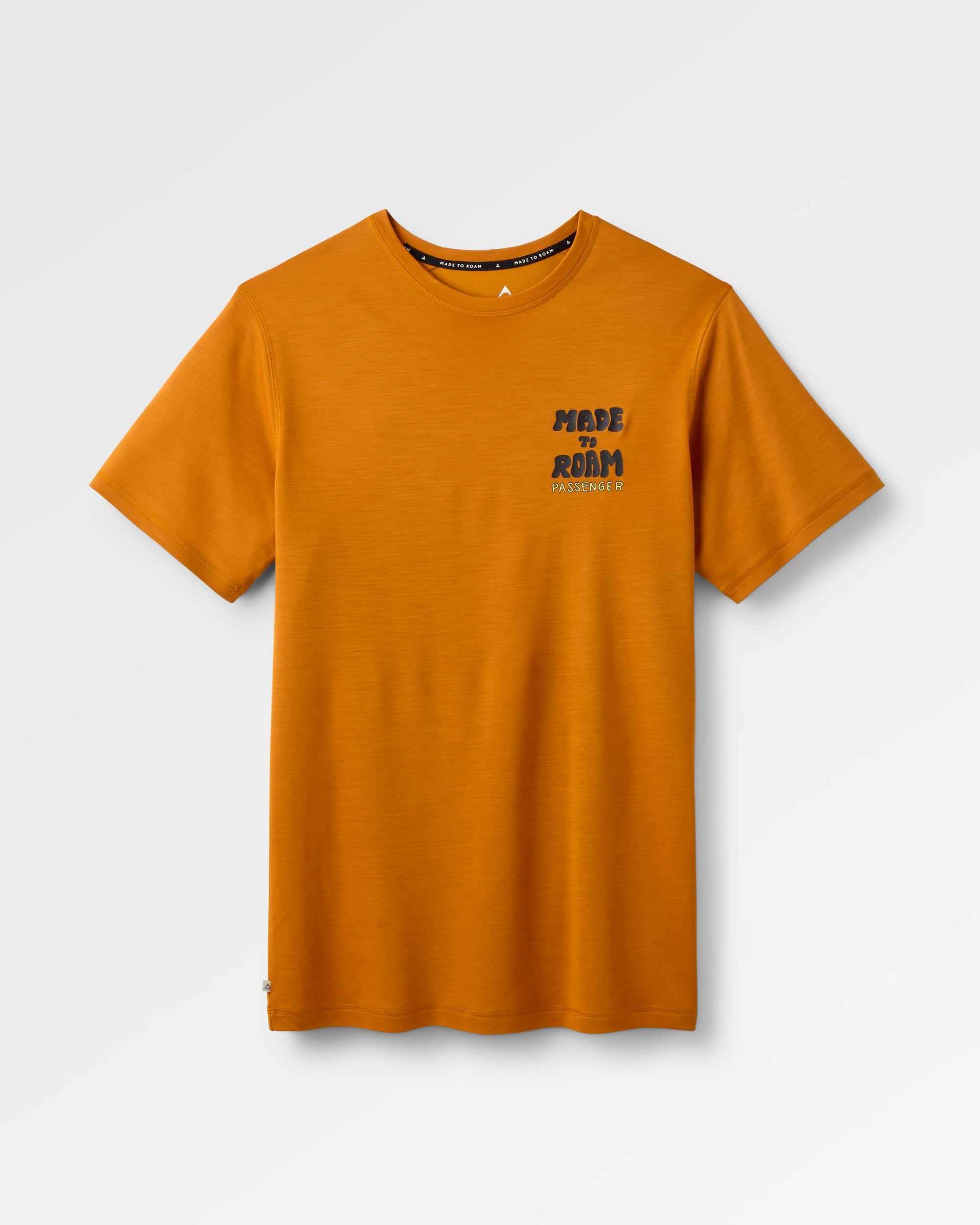 Camp Lost Lightweight Merino Blend T-Shirt - Retro Orange - Flatlay